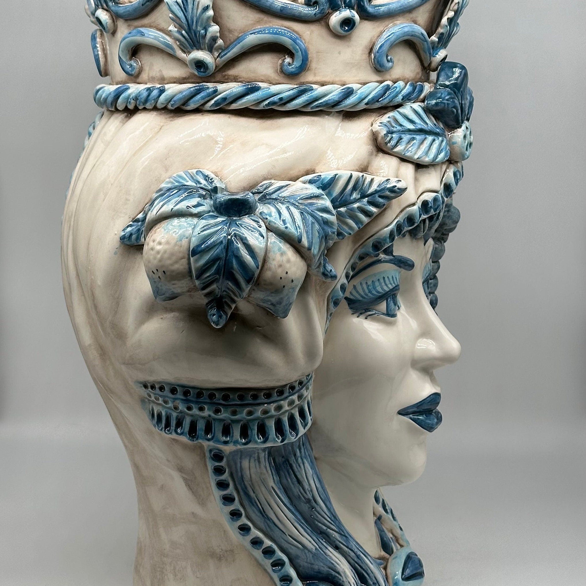 Teste di Moro Giganti Ceramica Caltagirone cm H.50 L.37 Artigianale Vella