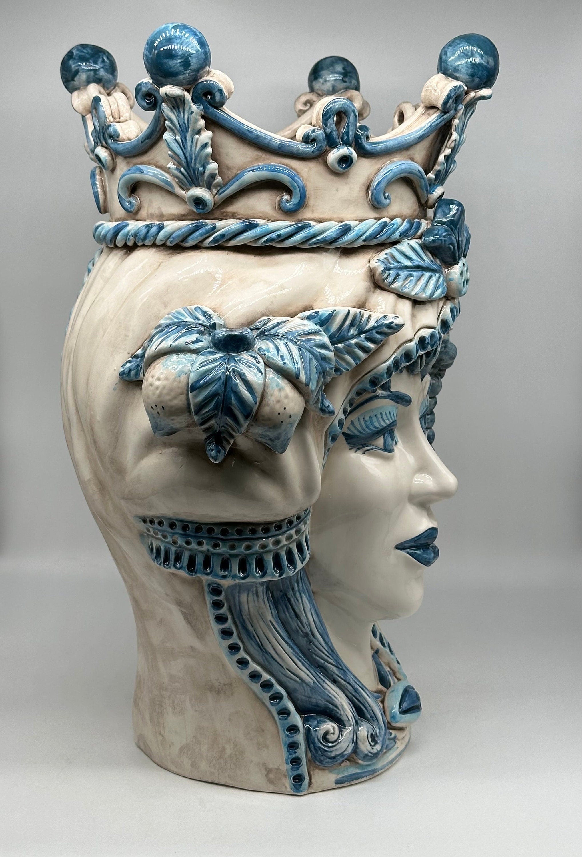 Teste di Moro Giganti Ceramica Caltagirone cm H.50 L.37 Artigianale Vella