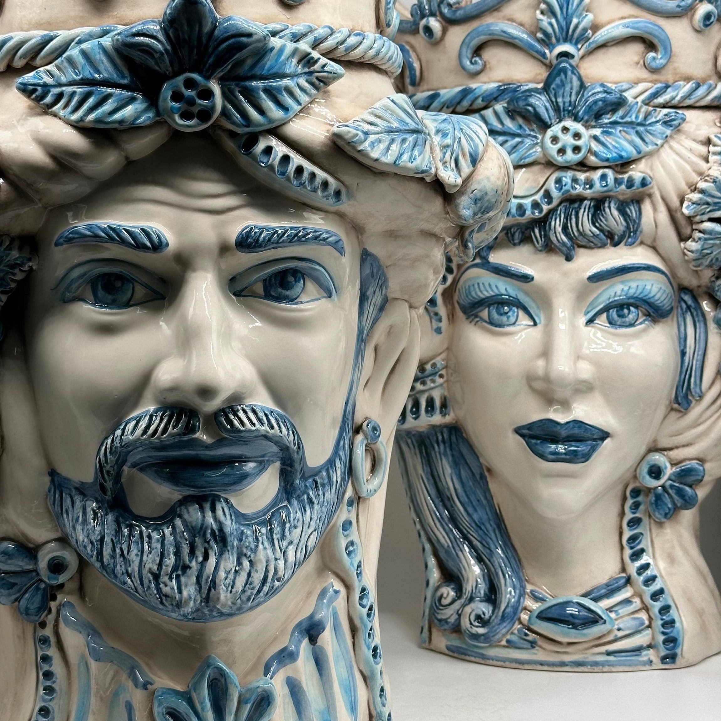 Teste di Moro Giganti Ceramica Caltagirone cm H.50 L.37 Artigianale Vella