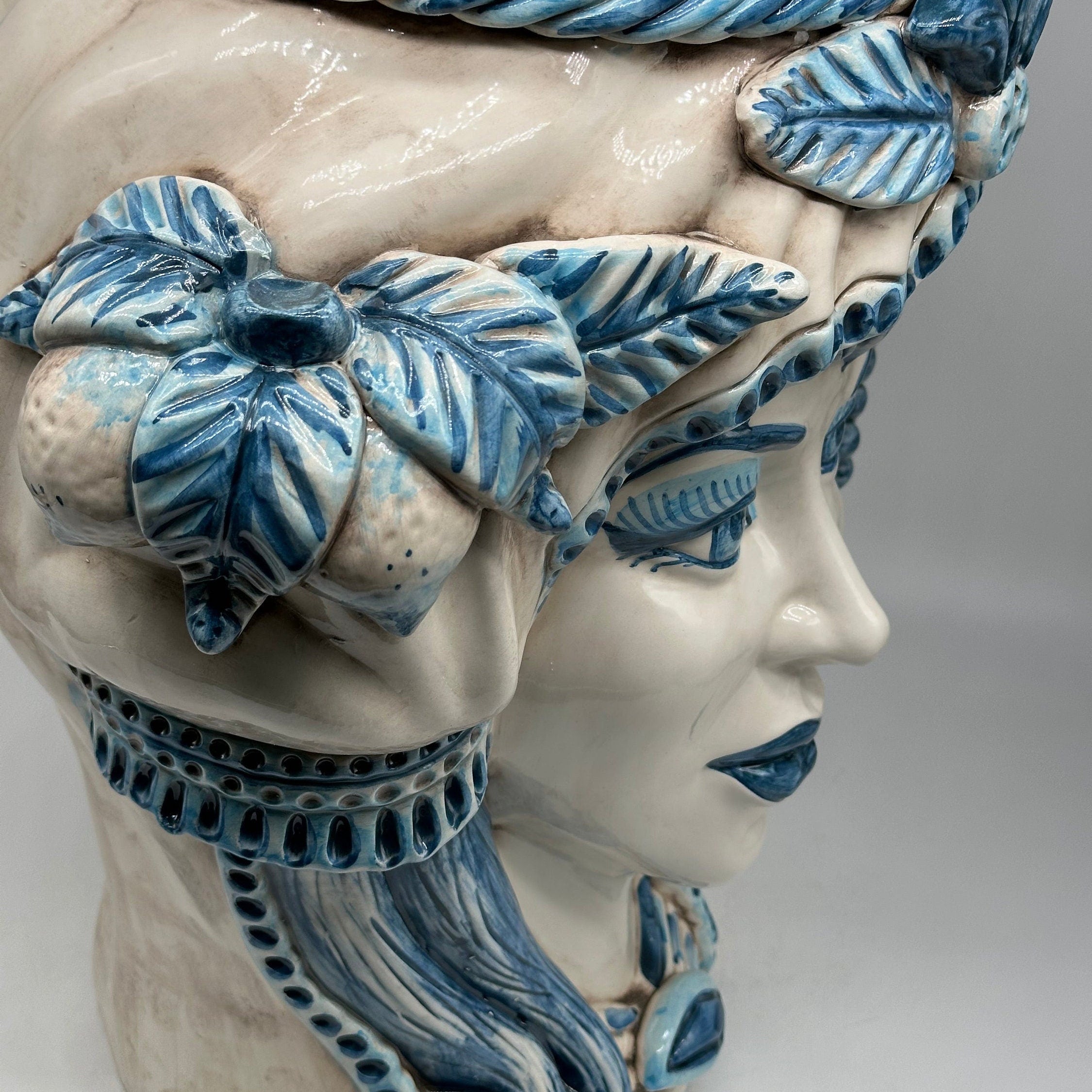 Teste di Moro Giganti Ceramica Caltagirone cm H.50 L.37 Artigianale Vella