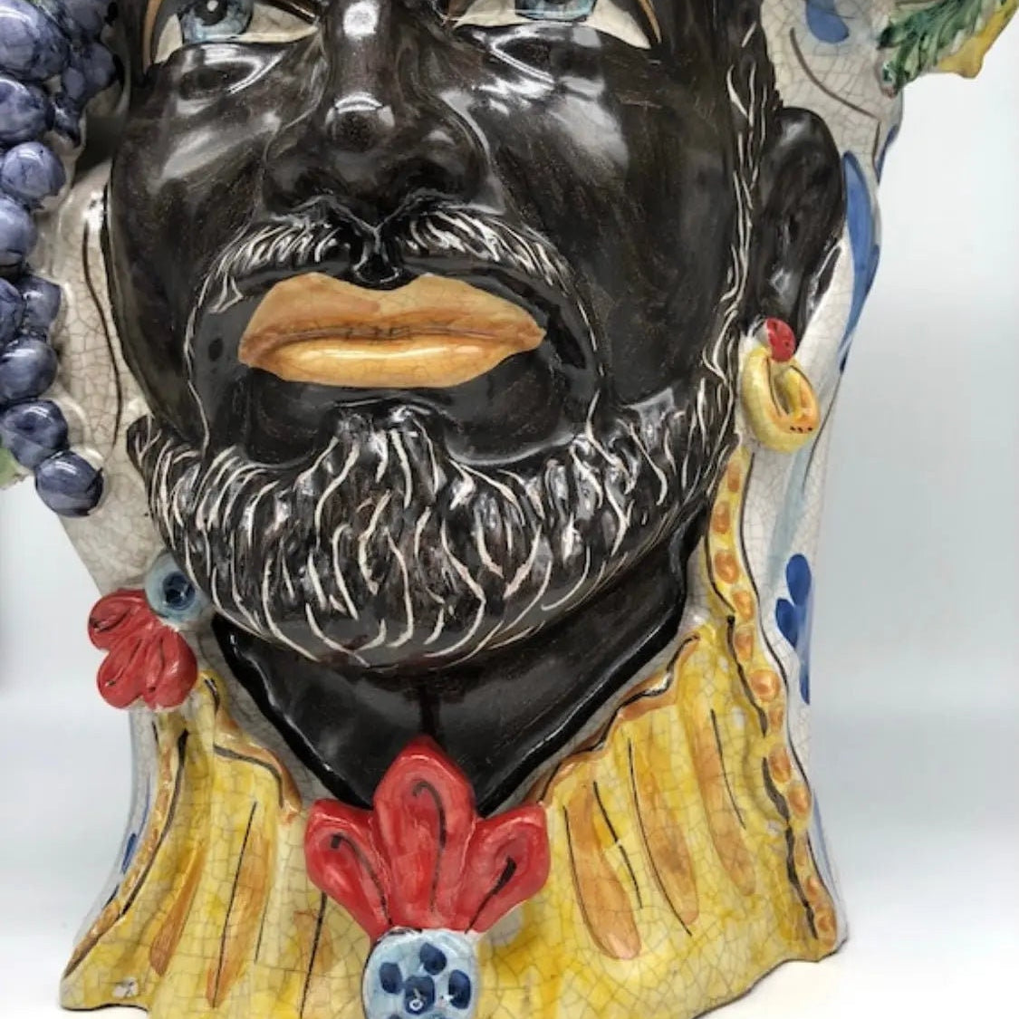 Teste di Moro Gigante Ceramica Caltagirone cm H.50 L.37 Artigianale Craquelé DD CERAMICHE SICILIANE