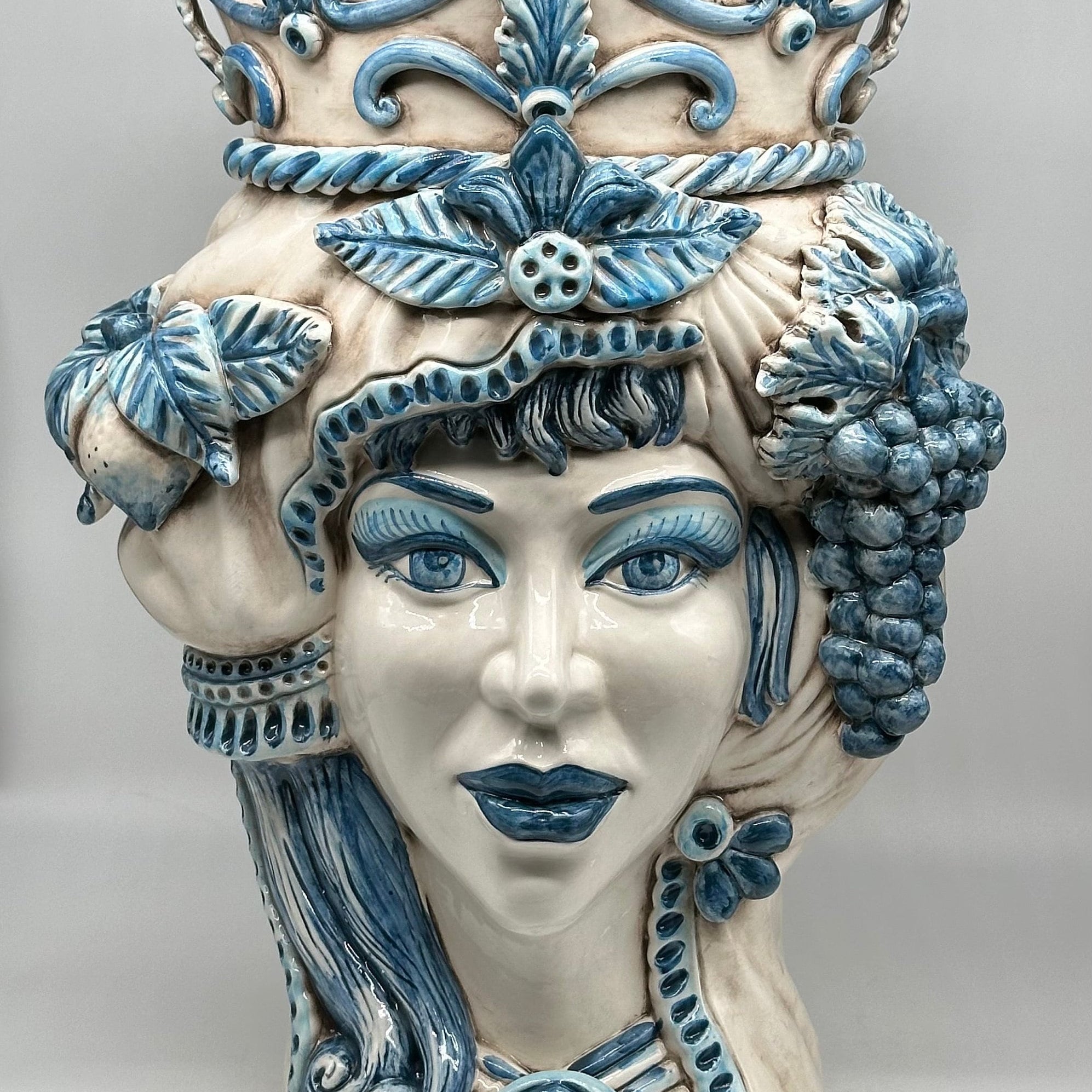 Teste di Moro Giganti Ceramica Caltagirone cm H.50 L.37 Artigianale Vella