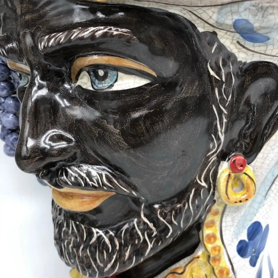 Teste di Moro Gigante Ceramica Caltagirone cm H.50 L.37 Artigianale Craquelé DD CERAMICHE SICILIANE