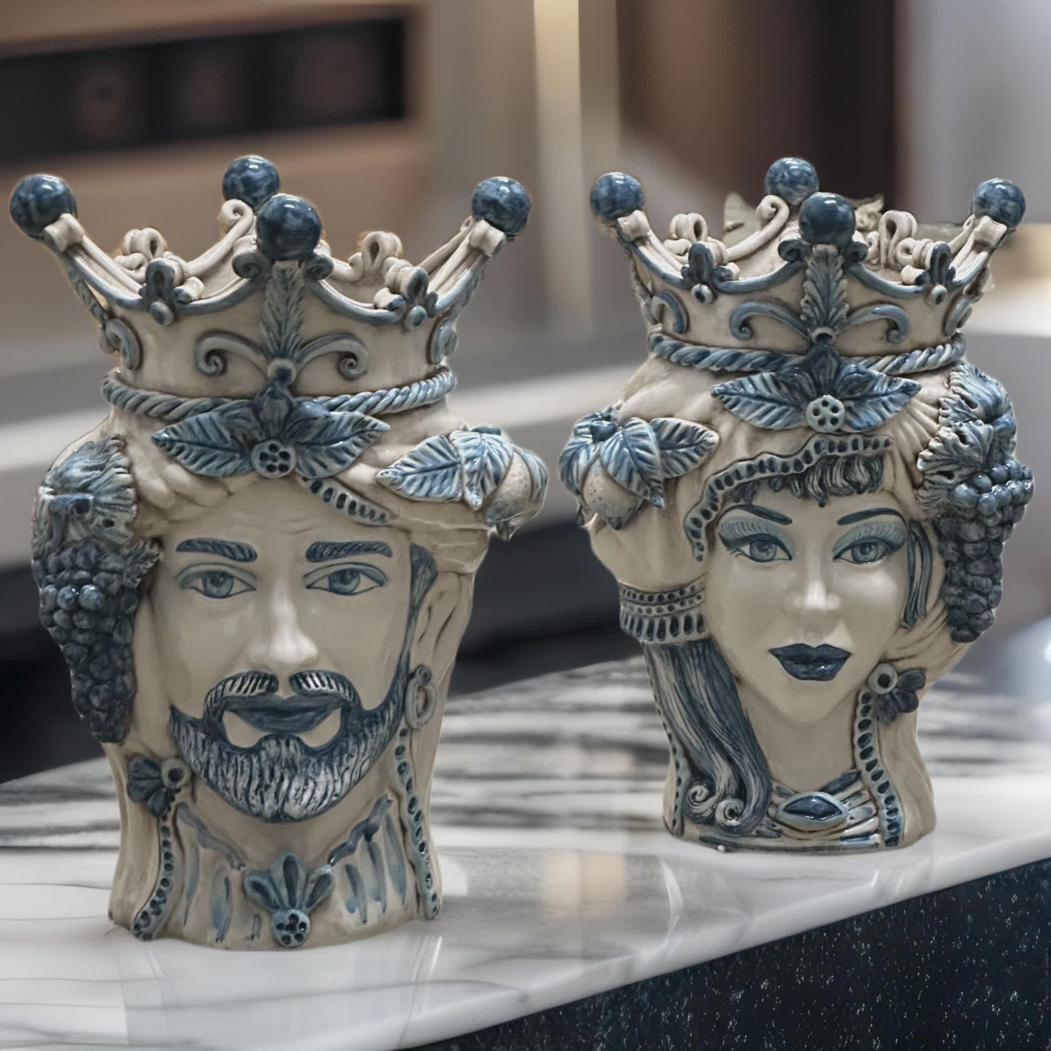 Teste di Moro Giganti Ceramica Caltagirone cm H.50 L.37 Artigianale Vella