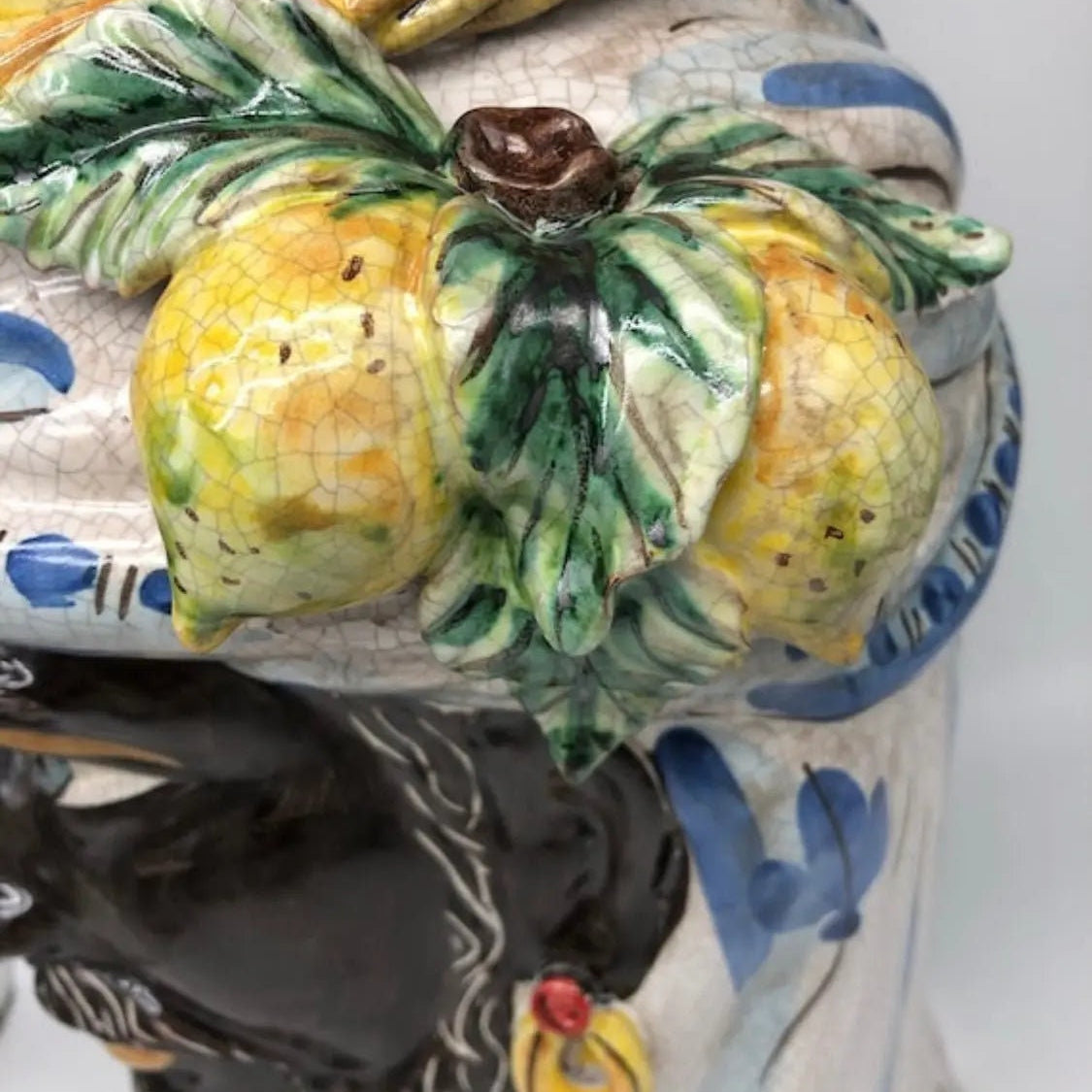 Teste di Moro Gigante Ceramica Caltagirone cm H.50 L.37 Artigianale Craquelé DD CERAMICHE SICILIANE