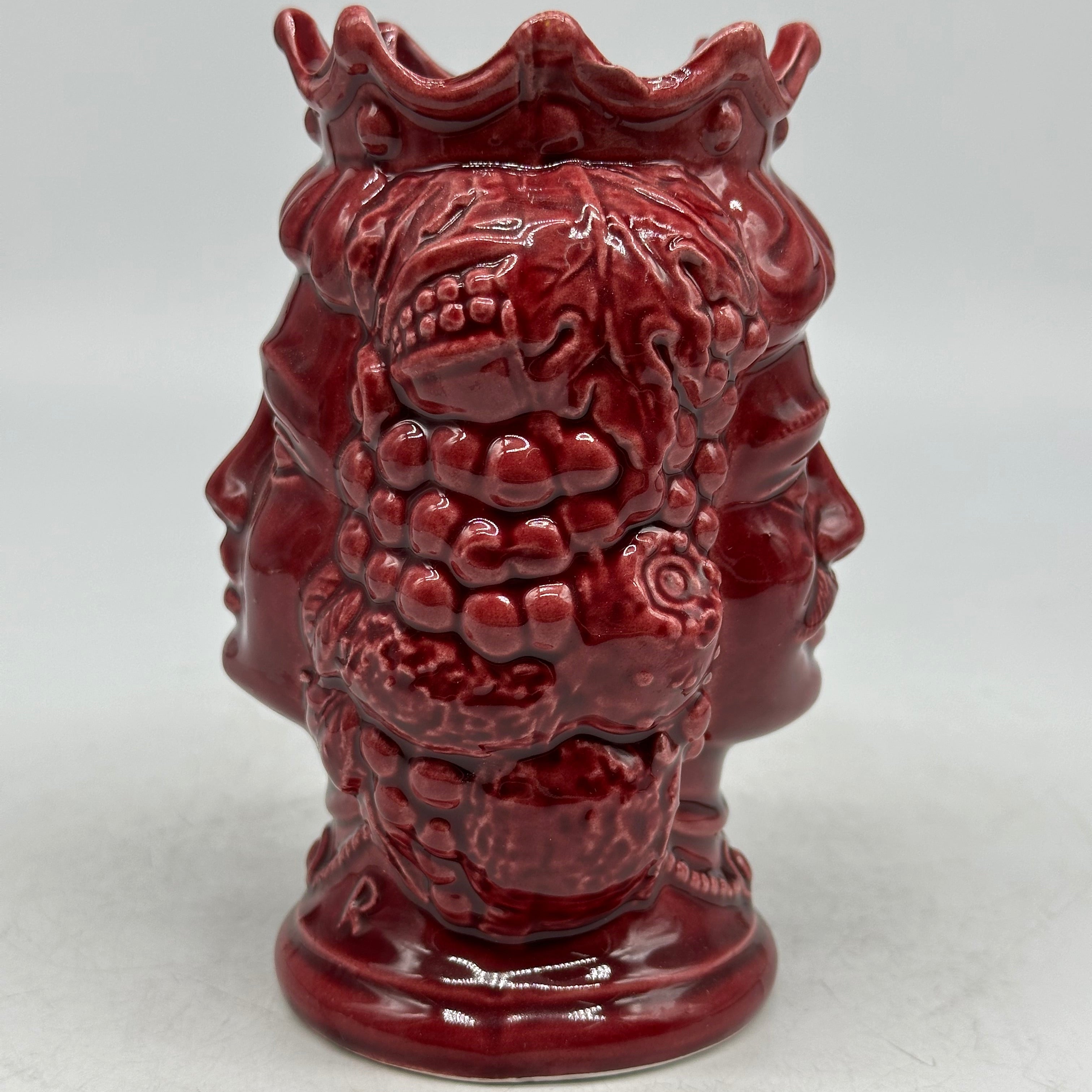 Testa di Moro Kalat Frutta Bifacciale Ceramica Caltagirone cm H.14 L.9 Artigianale VARI COLORI - TESTA DI MORO