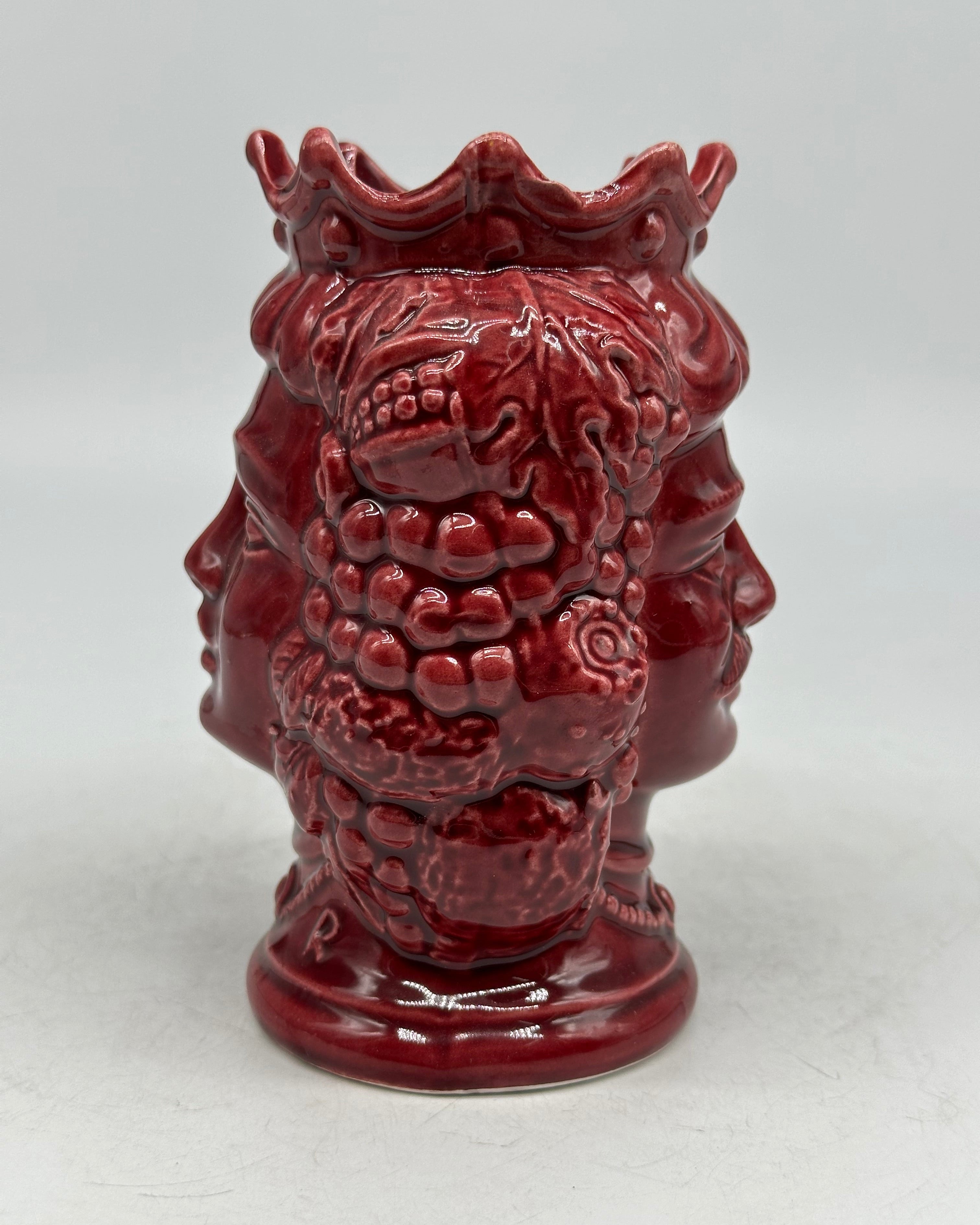 Testa di Moro Kalat Frutta Bifacciale Ceramica Caltagirone cm H.14 L.9 Artigianale VARI COLORI - TESTA DI MORO
