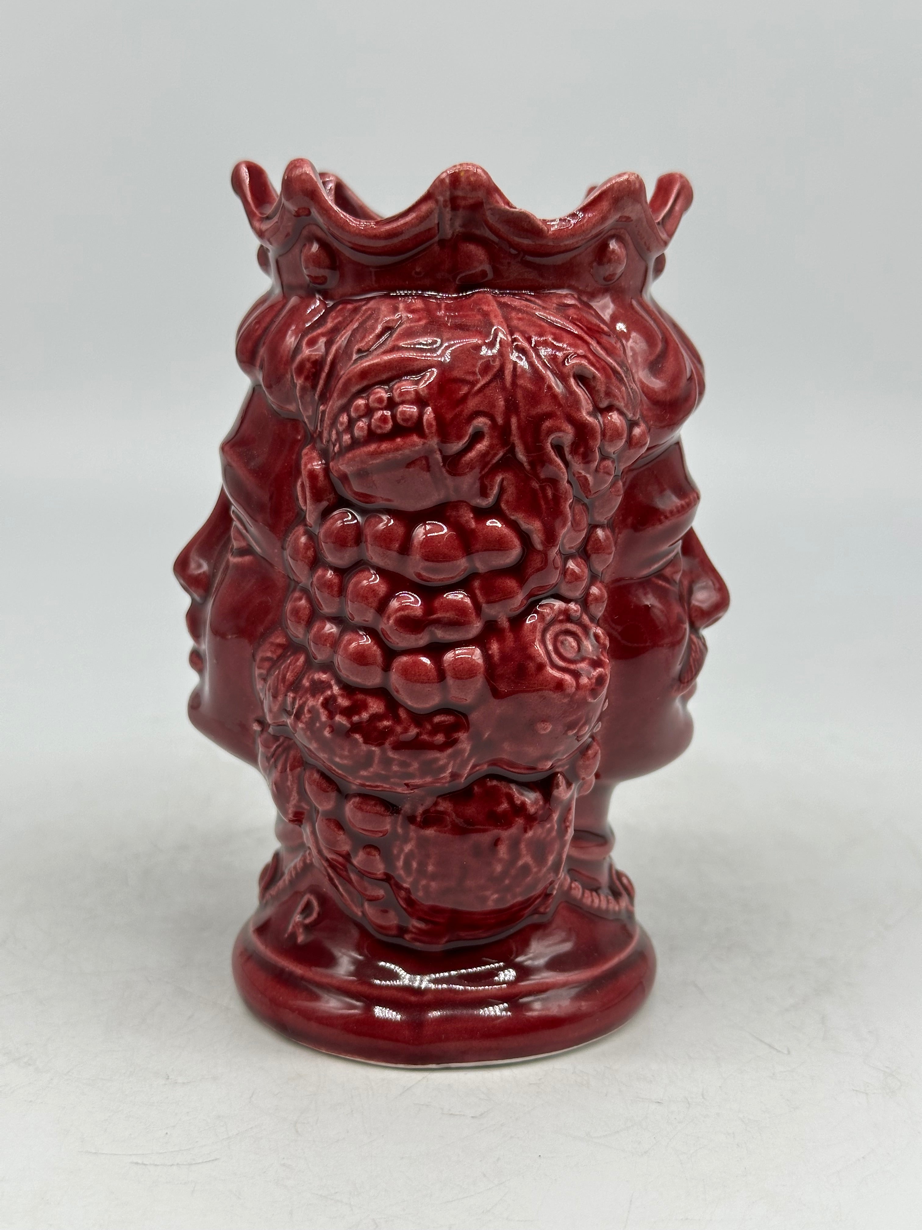 Testa di Moro Kalat Frutta Bifacciale Ceramica Caltagirone cm H.14 L.9 Artigianale VARI COLORI - TESTA DI MORO