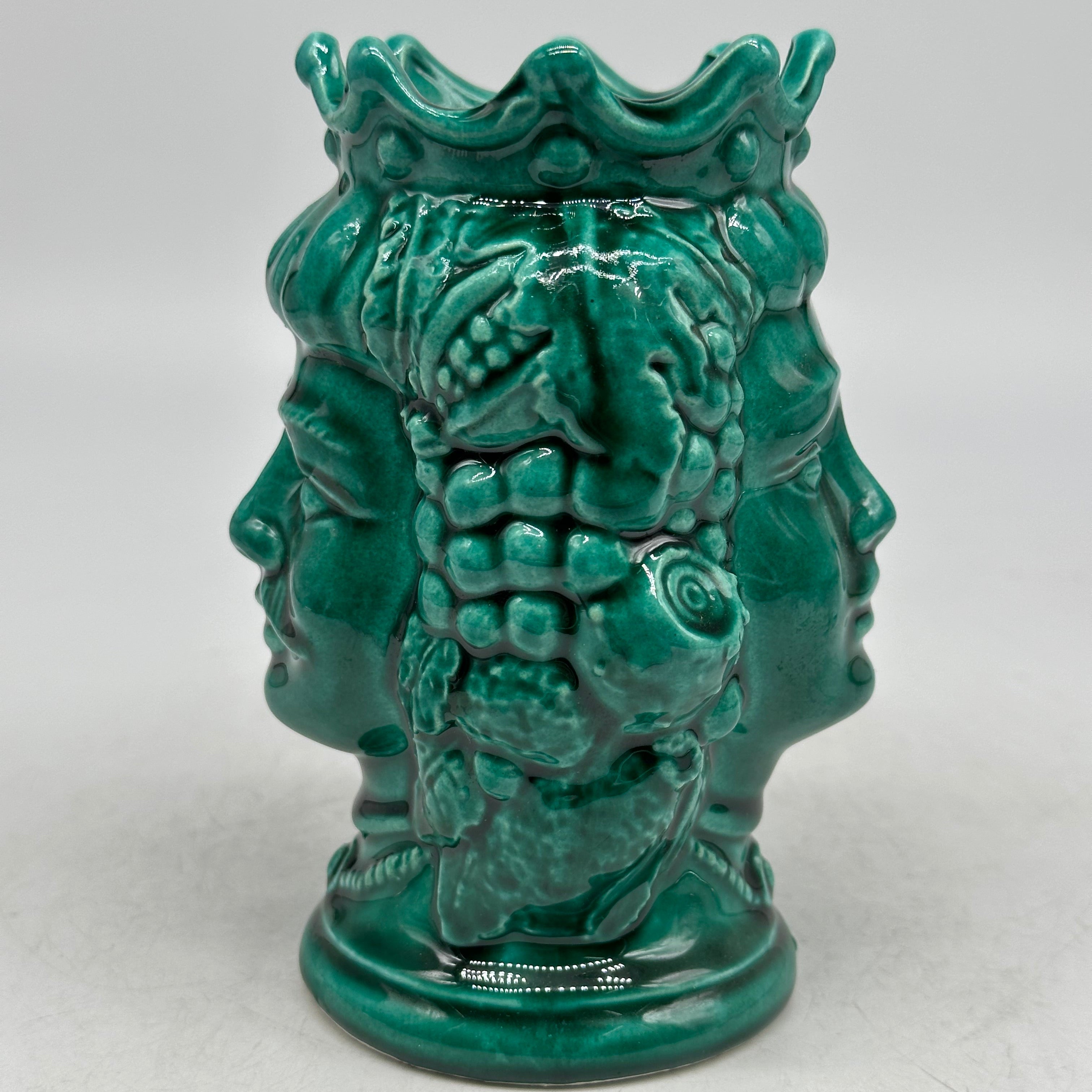 Testa di Moro Kalat Frutta Bifacciale Ceramica Caltagirone cm H.14 L.9 Artigianale VARI COLORI - TESTA DI MORO