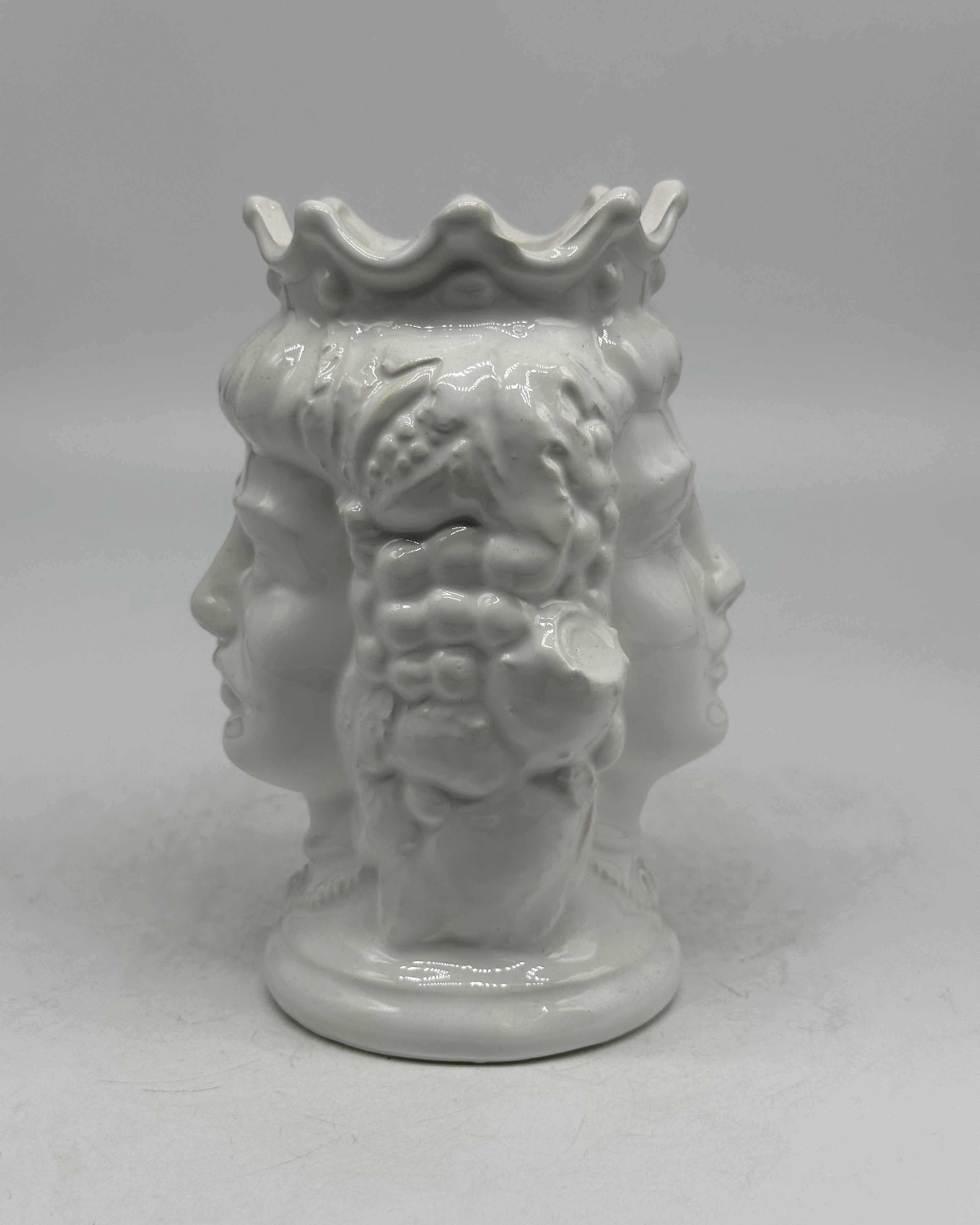 Testa di Moro Kalat Frutta Bifacciale Ceramica Caltagirone cm H.14 L.9 Artigianale VARI COLORI - TESTA DI MORO