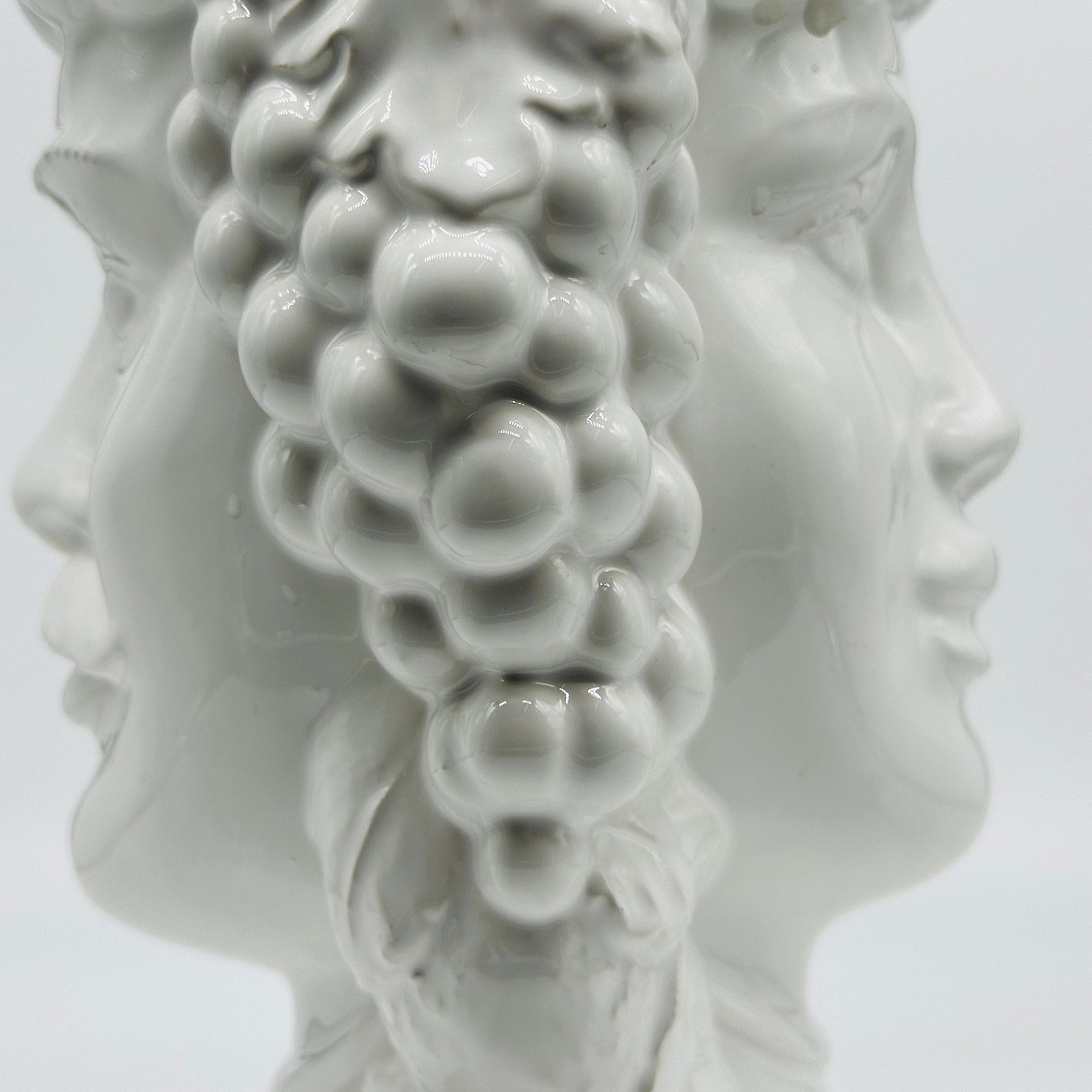 Testa di Moro Kalat Frutta BIFACCIALE Ceramica Caltagirone cm H.26 L.16 Artigianale Bianco