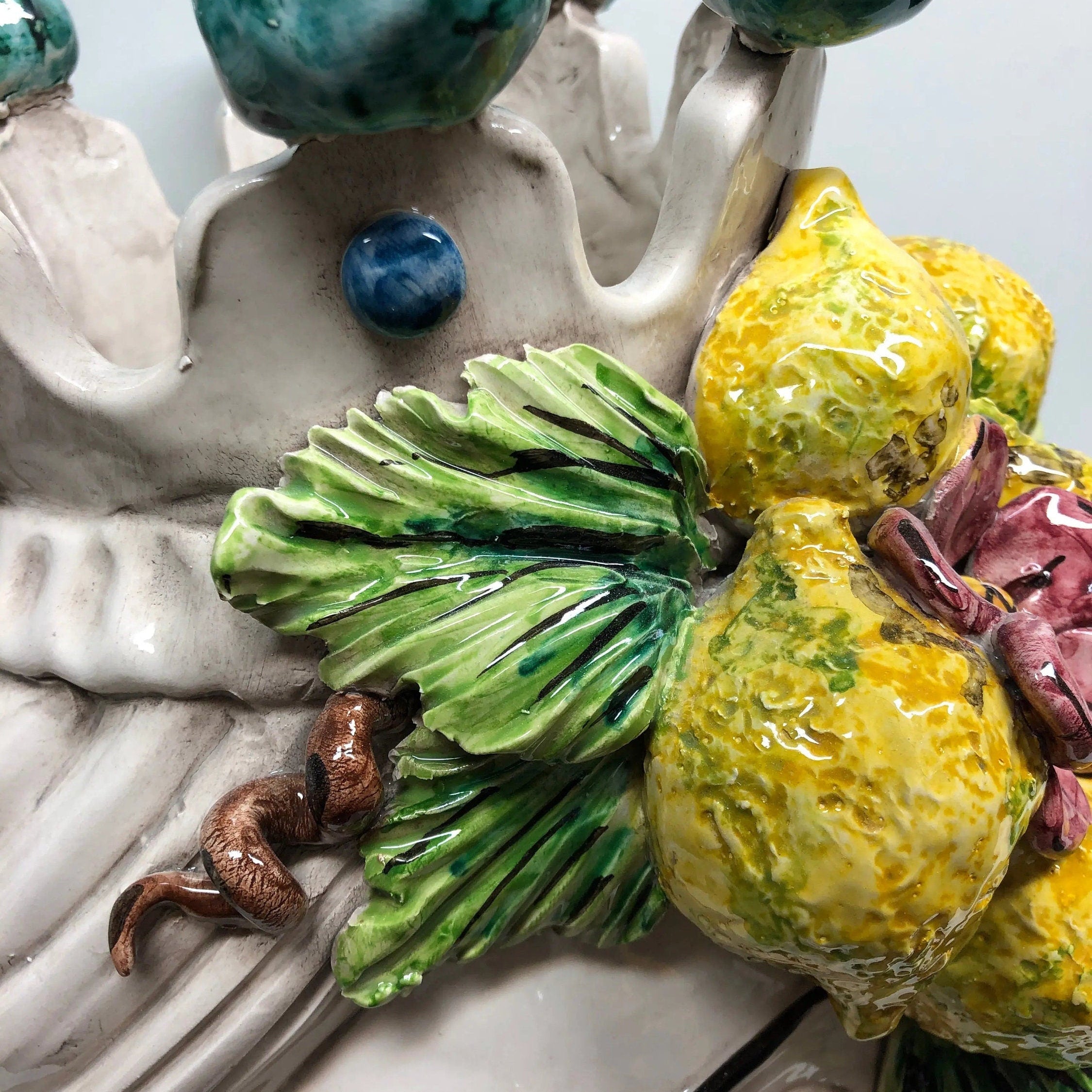 Teste di Moro Limoni Gigante Ceramica Caltagirone cm H.40 L.28 Artigianale DD CERAMICHE SICILIANE