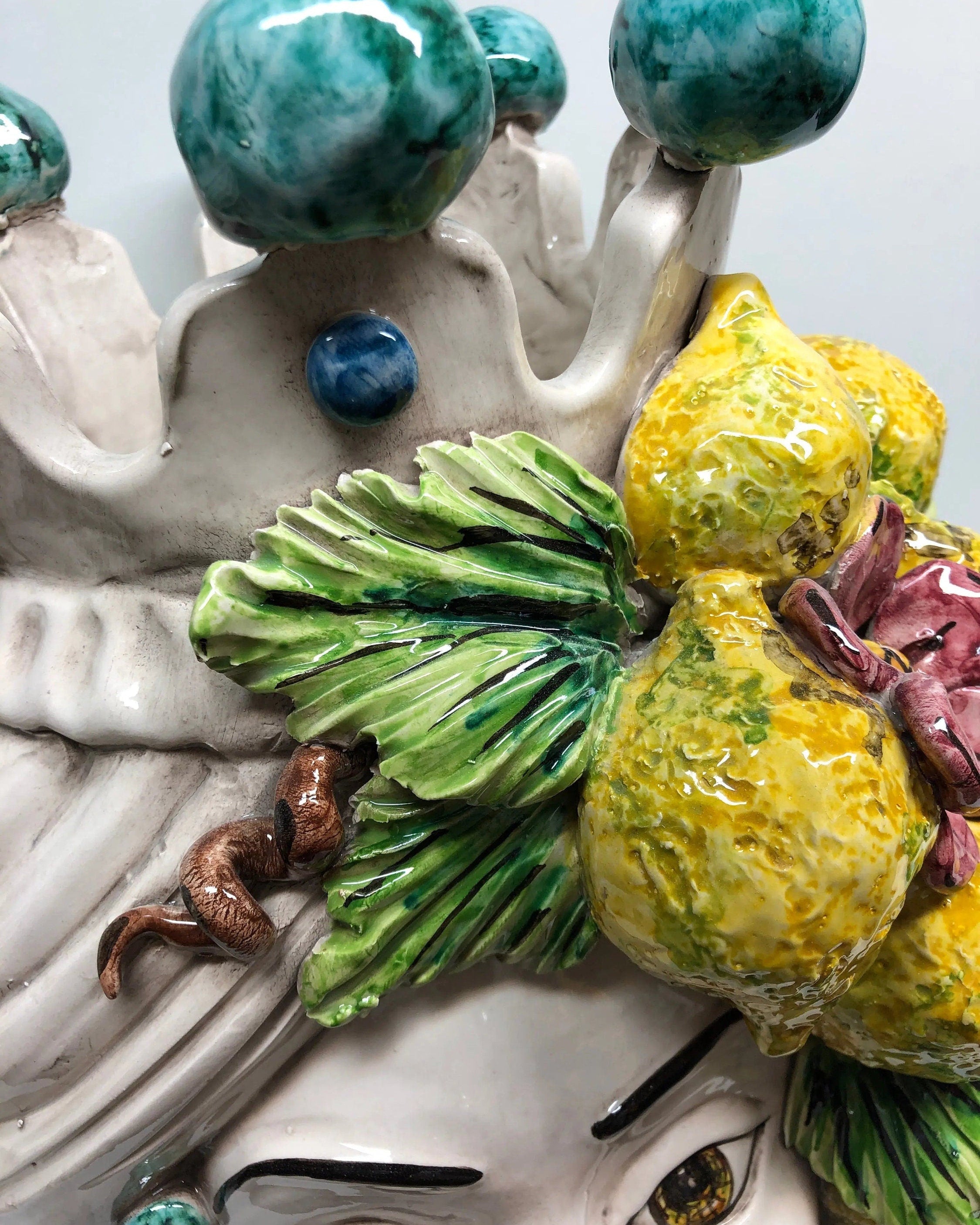 Teste di Moro Limoni Gigante Ceramica Caltagirone cm H.40 L.28 Artigianale DD CERAMICHE SICILIANE