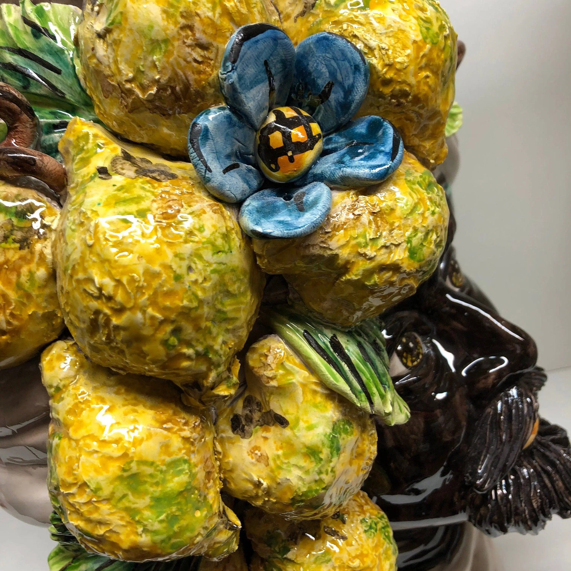 Teste di Moro Limoni Gigante Ceramica Caltagirone cm H.40 L.28 Artigianale DD CERAMICHE SICILIANE