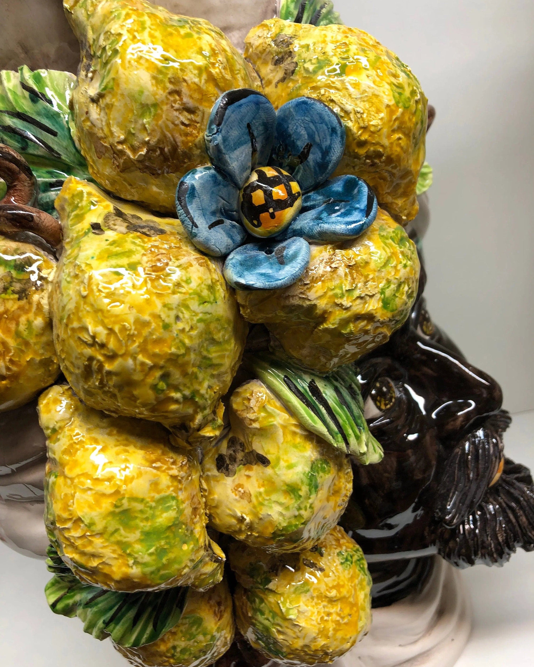 Teste di Moro Limoni Gigante Ceramica Caltagirone cm H.40 L.28 Artigianale DD CERAMICHE SICILIANE