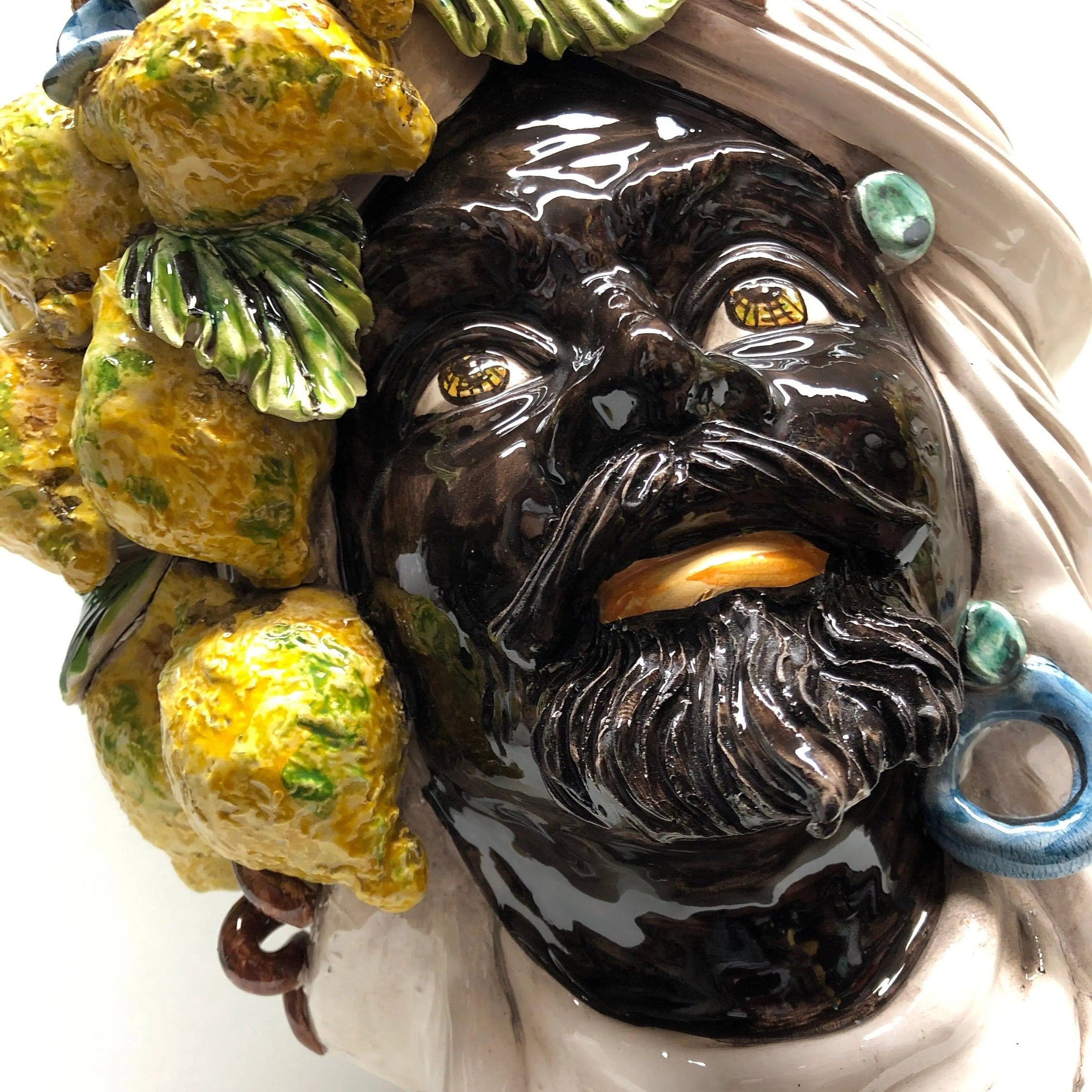 Teste di Moro Limoni Gigante Ceramica Caltagirone cm H.40 L.28 Artigianale DD CERAMICHE SICILIANE