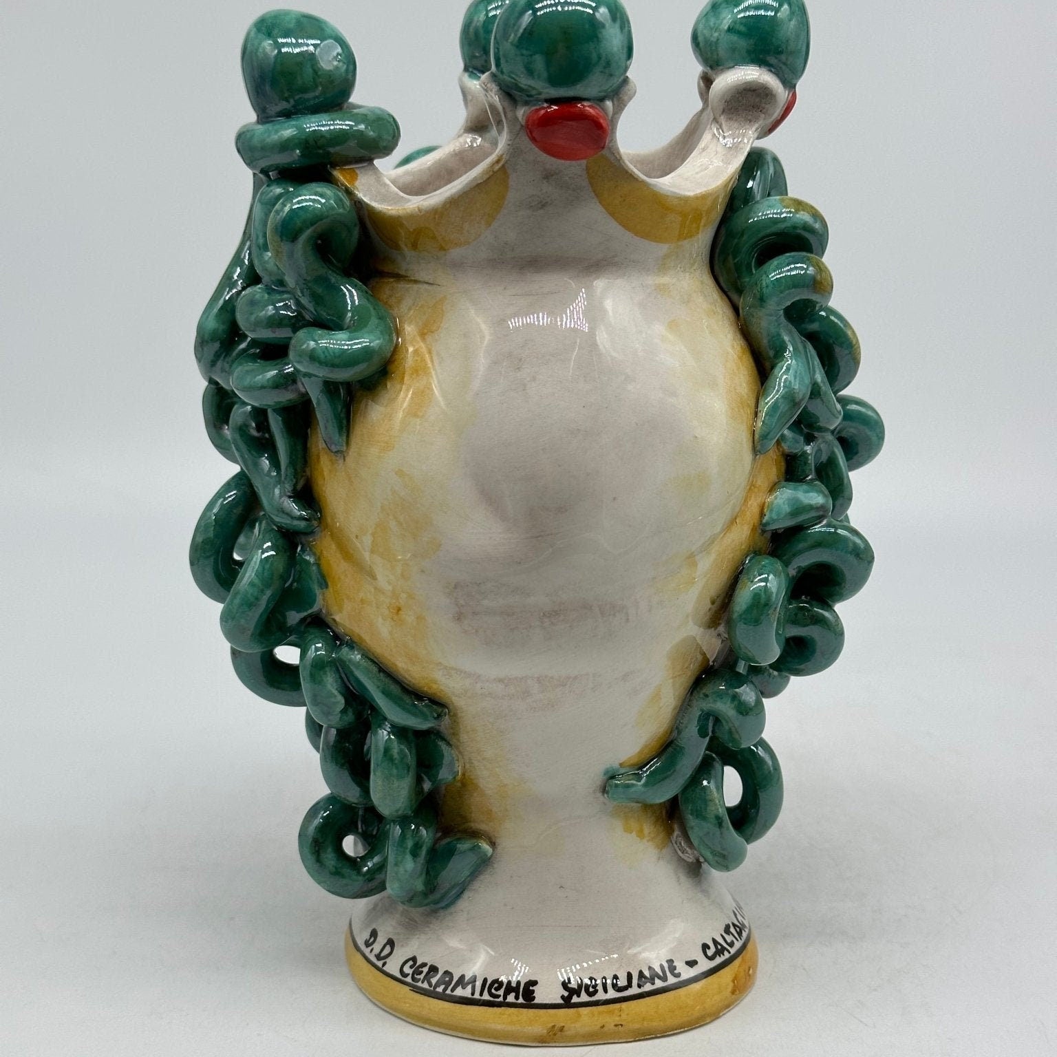 Testa Mitologica Medusa Ceramica Caltagirone cm H.20 L.15 Artigianale - DD CERAMICHE SICILIANE