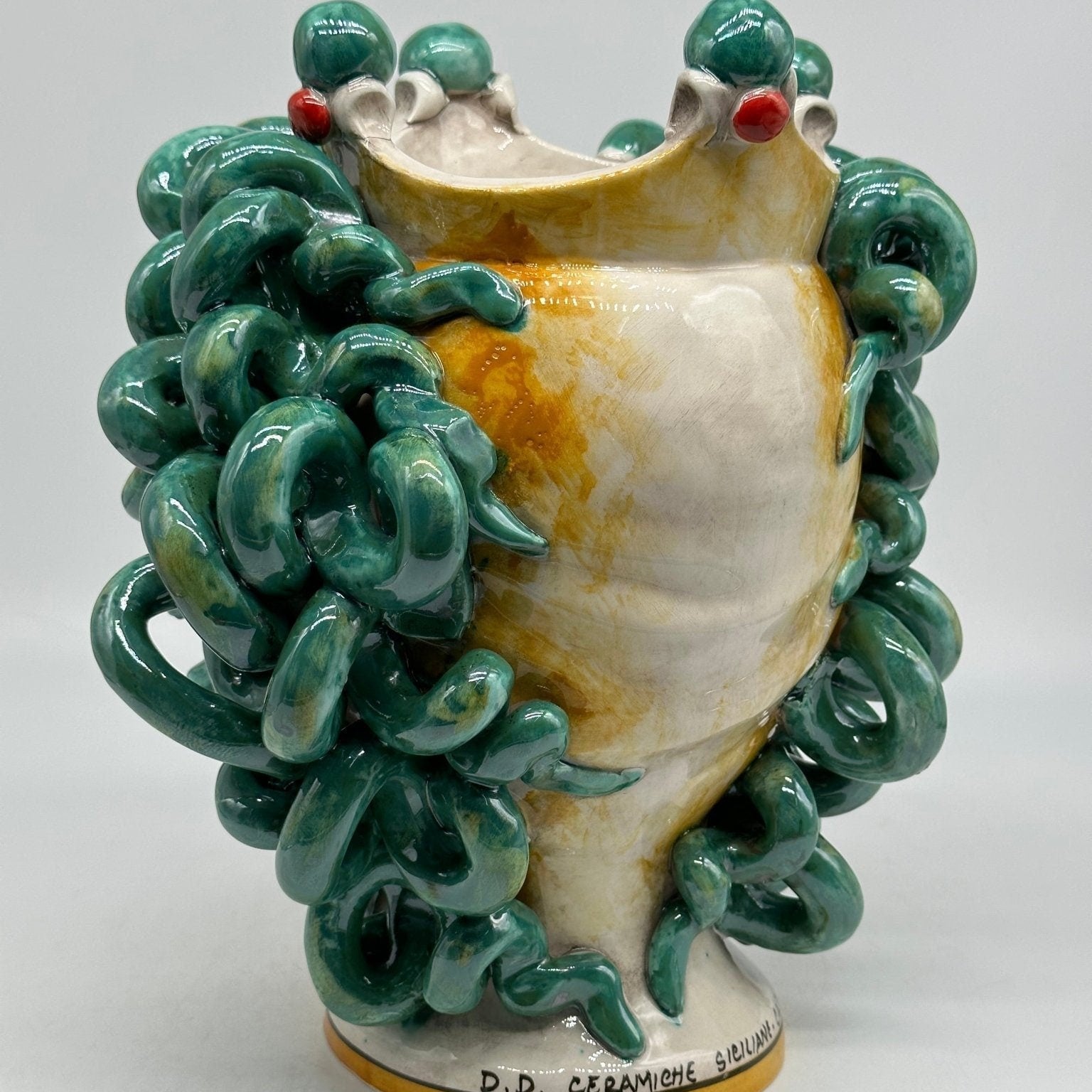 Testa Mitologica Medusa Ceramica Caltagirone cm H.30 L.25 Artigianale - DD CERAMICHE SICILIANE