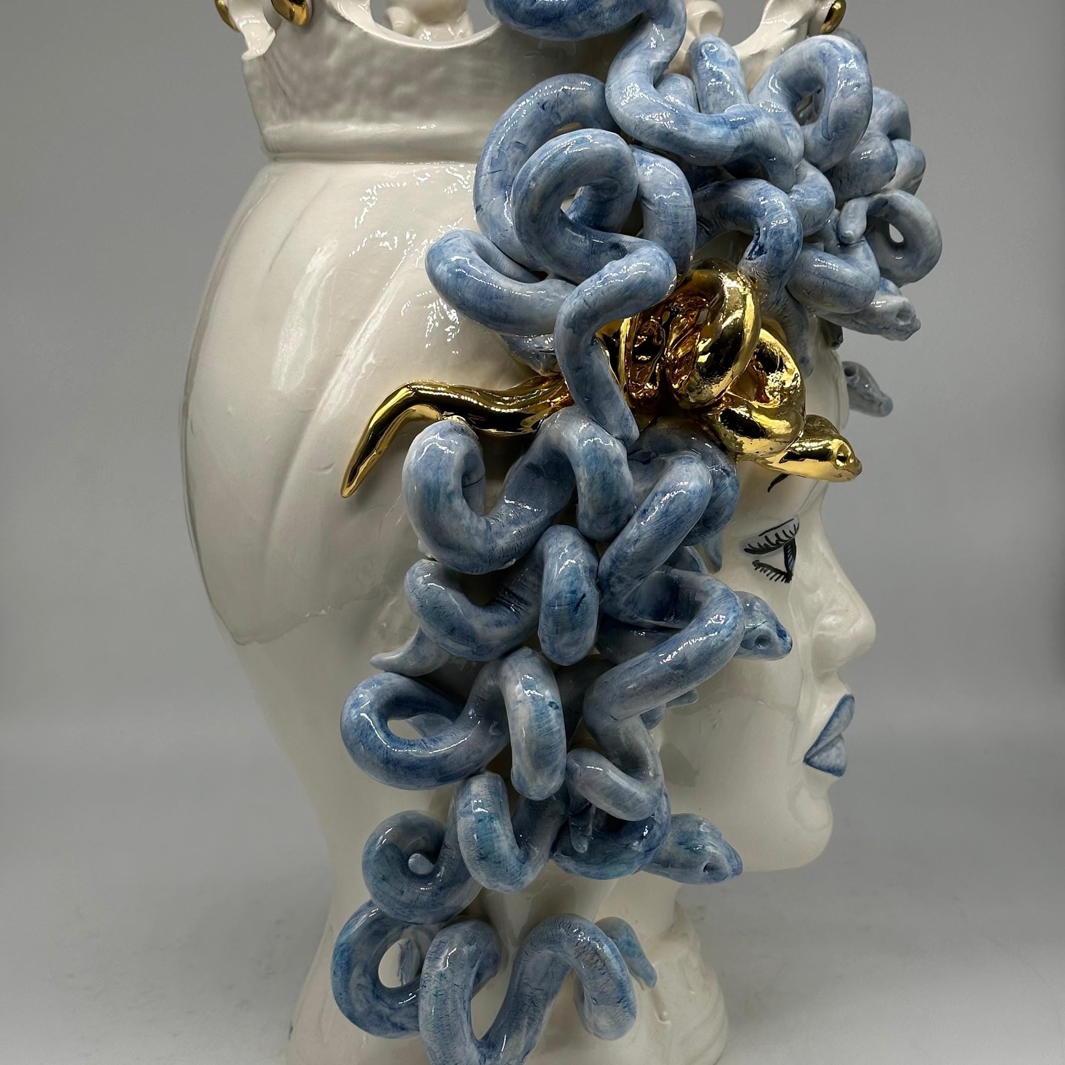 Testa Mitologica Medusa “Luxury” Ceramica Caltagirone cm H.40 L.30 Artigianale - TESTA DI MORO