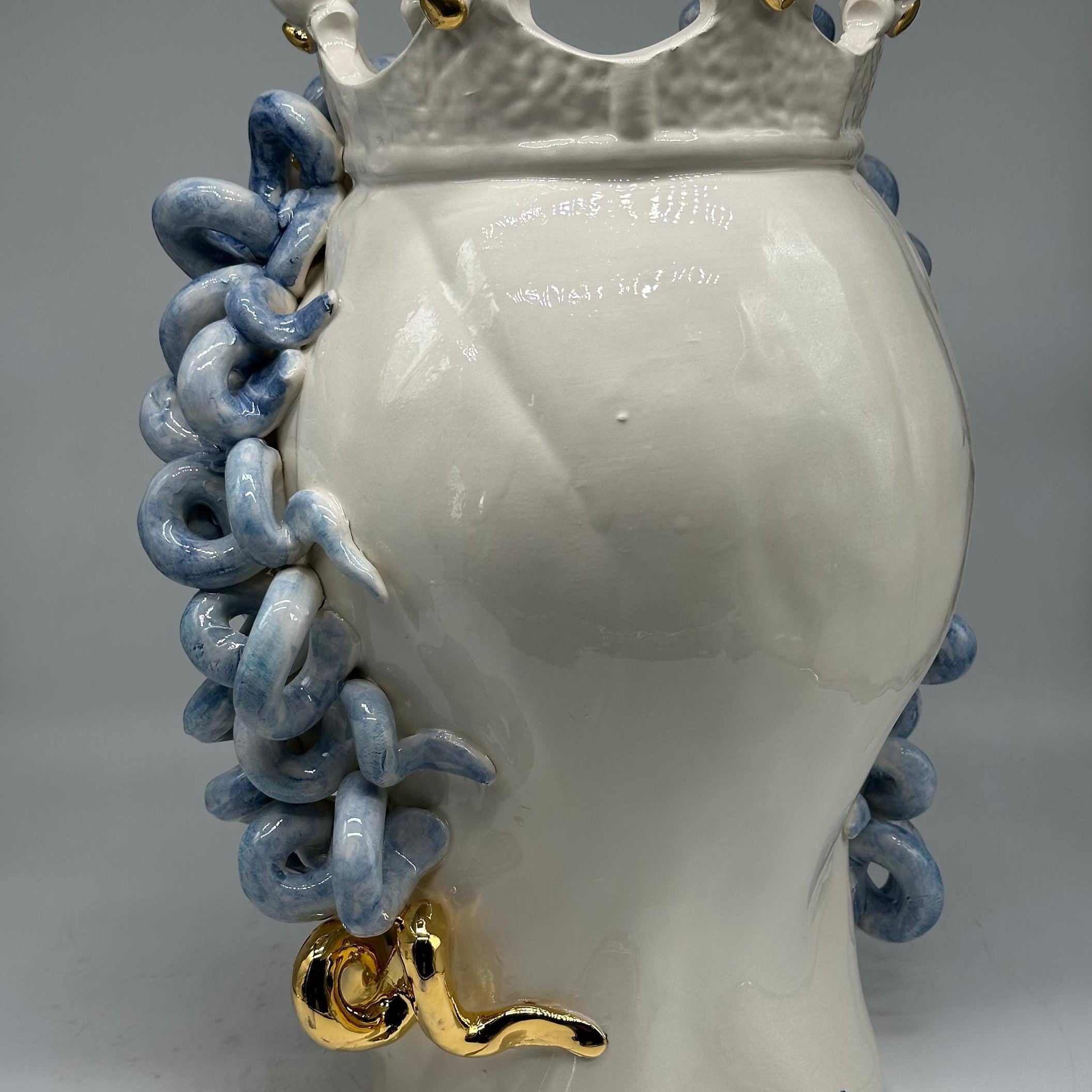 Testa Mitologica Medusa “Luxury” Ceramica Caltagirone cm H.40 L.30 Artigianale - TESTA DI MORO