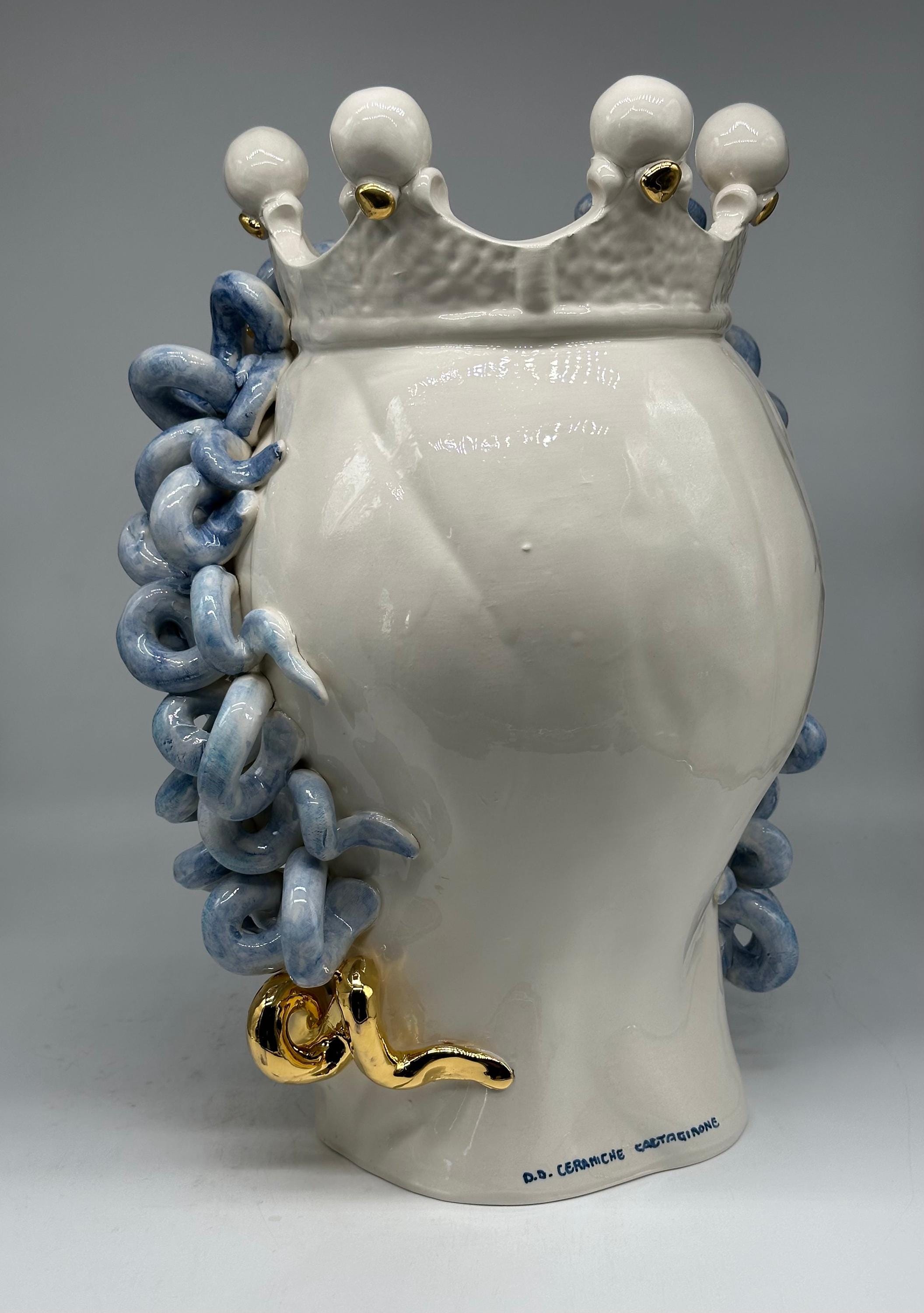 Testa Mitologica Medusa “Luxury” Ceramica Caltagirone cm H.40 L.30 Artigianale - TESTA DI MORO