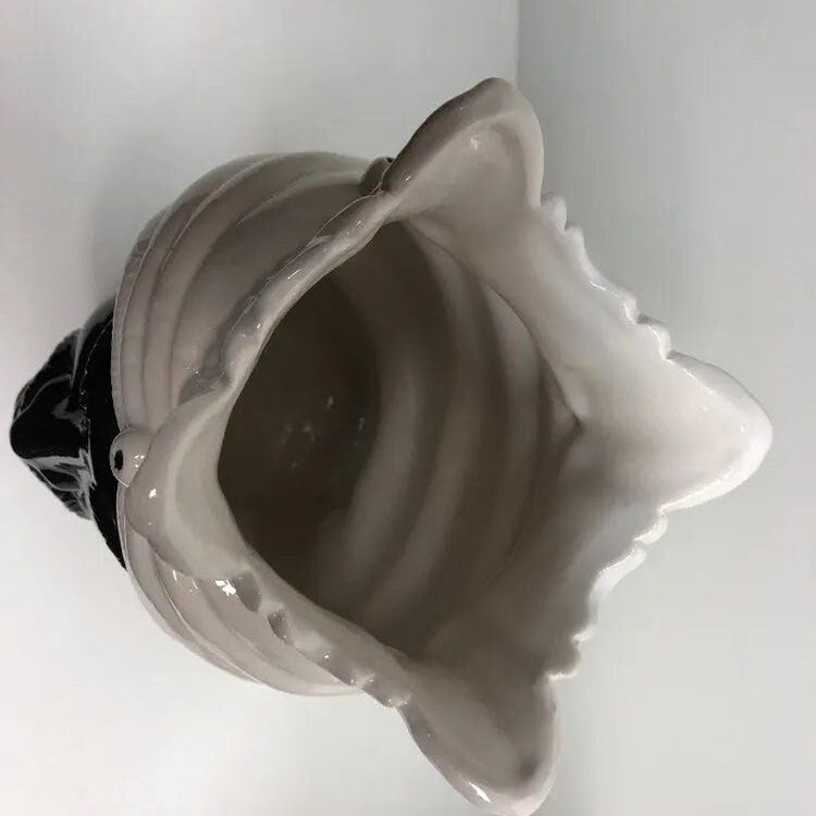 Teste di Moro Afro Ceramica Caltagirone cm H.25 L.17 Artigianale Bicolore Bianco Nero DD CERAMICHE SICILIANE