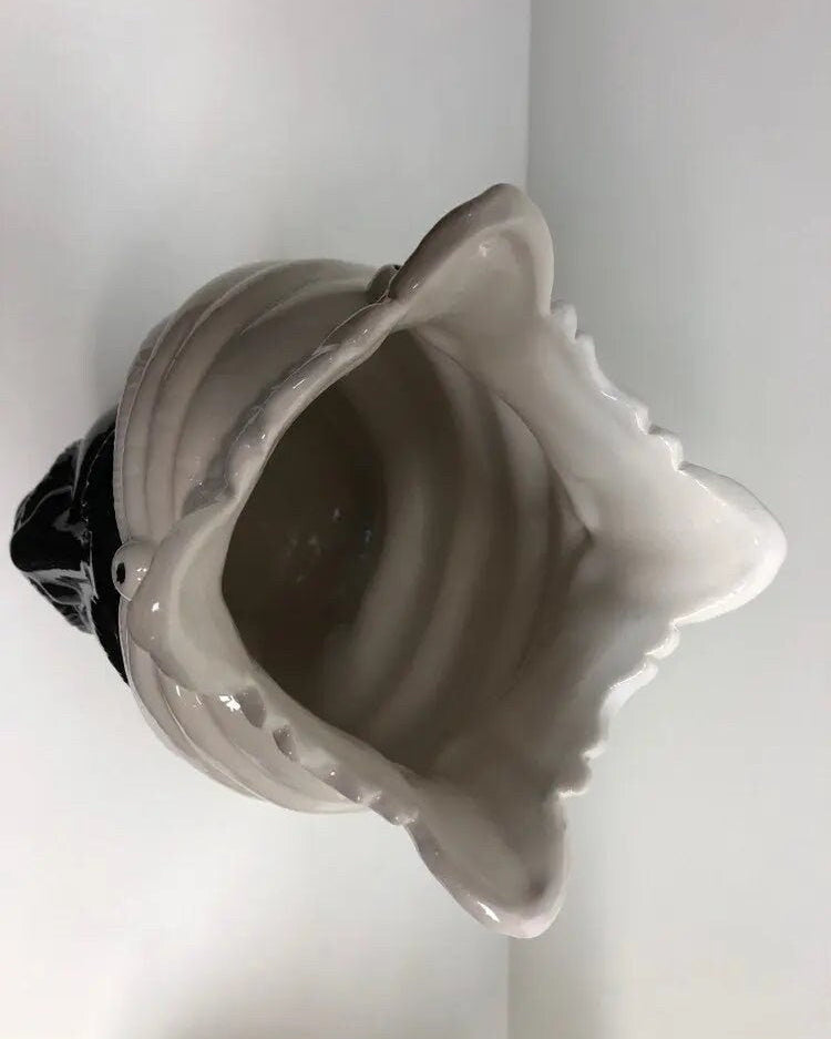 Teste di Moro Afro Ceramica Caltagirone cm H.25 L.17 Artigianale Bicolore Bianco Nero DD CERAMICHE SICILIANE