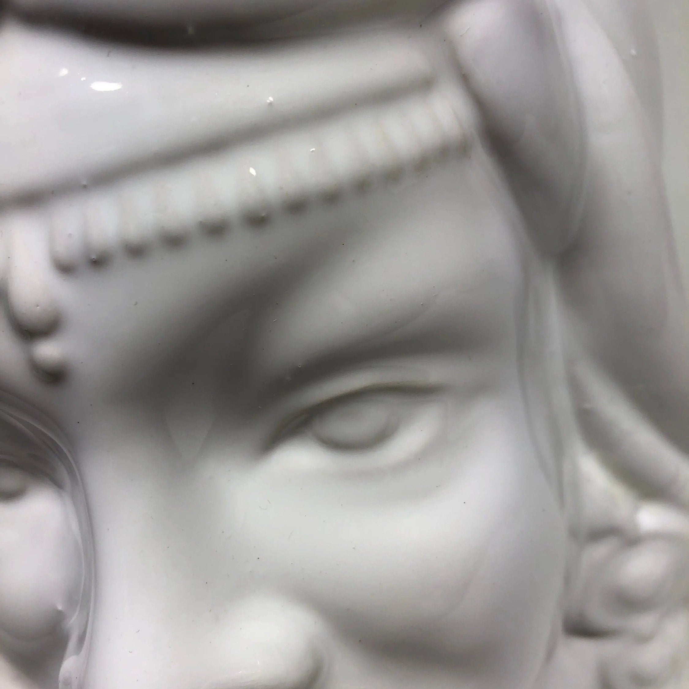 Teste di Moro Afro Ceramica Caltagirone cm H.25 L.17 Artigianale Bianco DD CERAMICHE SICILIANE