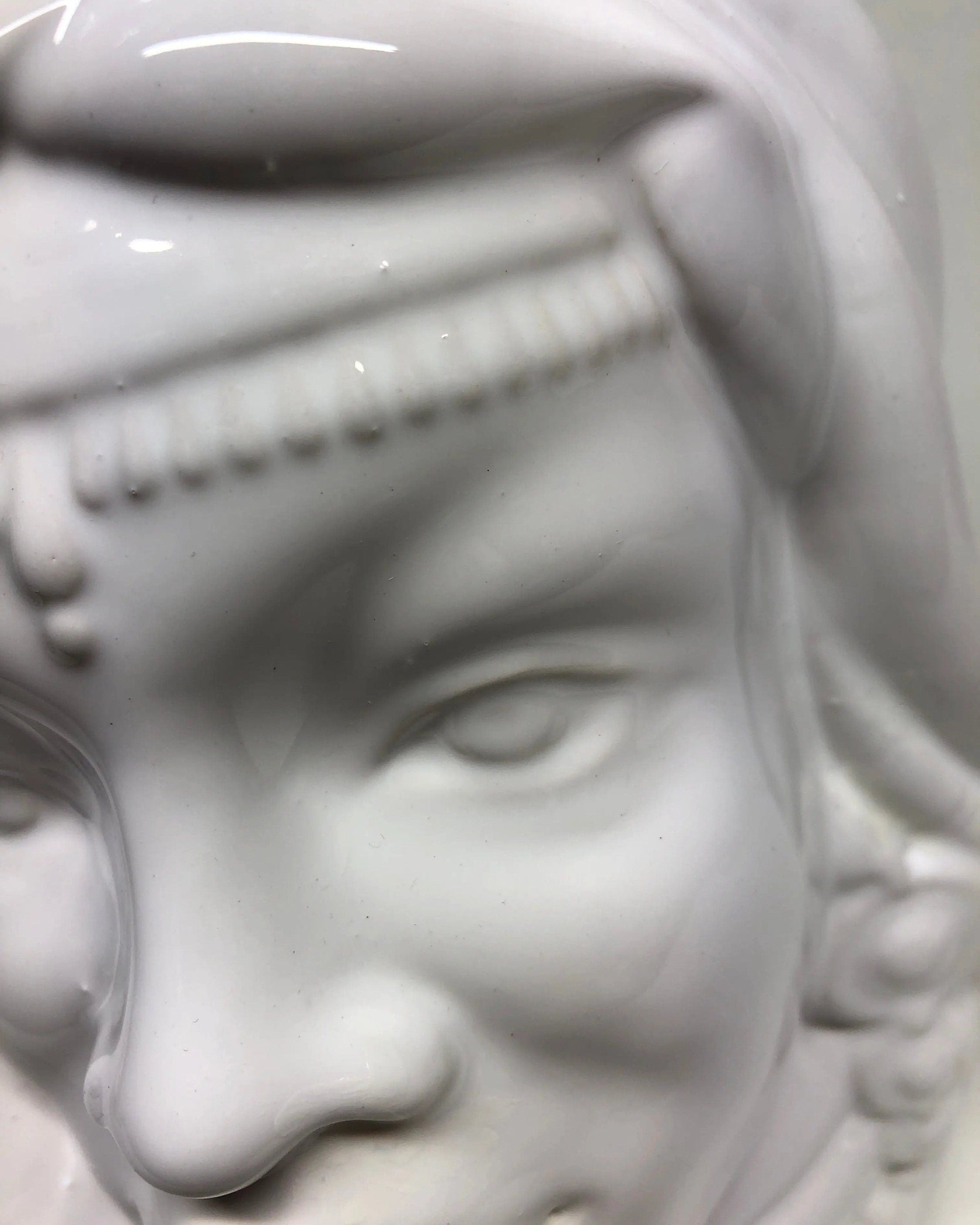 Teste di Moro Afro Ceramica Caltagirone cm H.25 L.17 Artigianale Bianco DD CERAMICHE SICILIANE