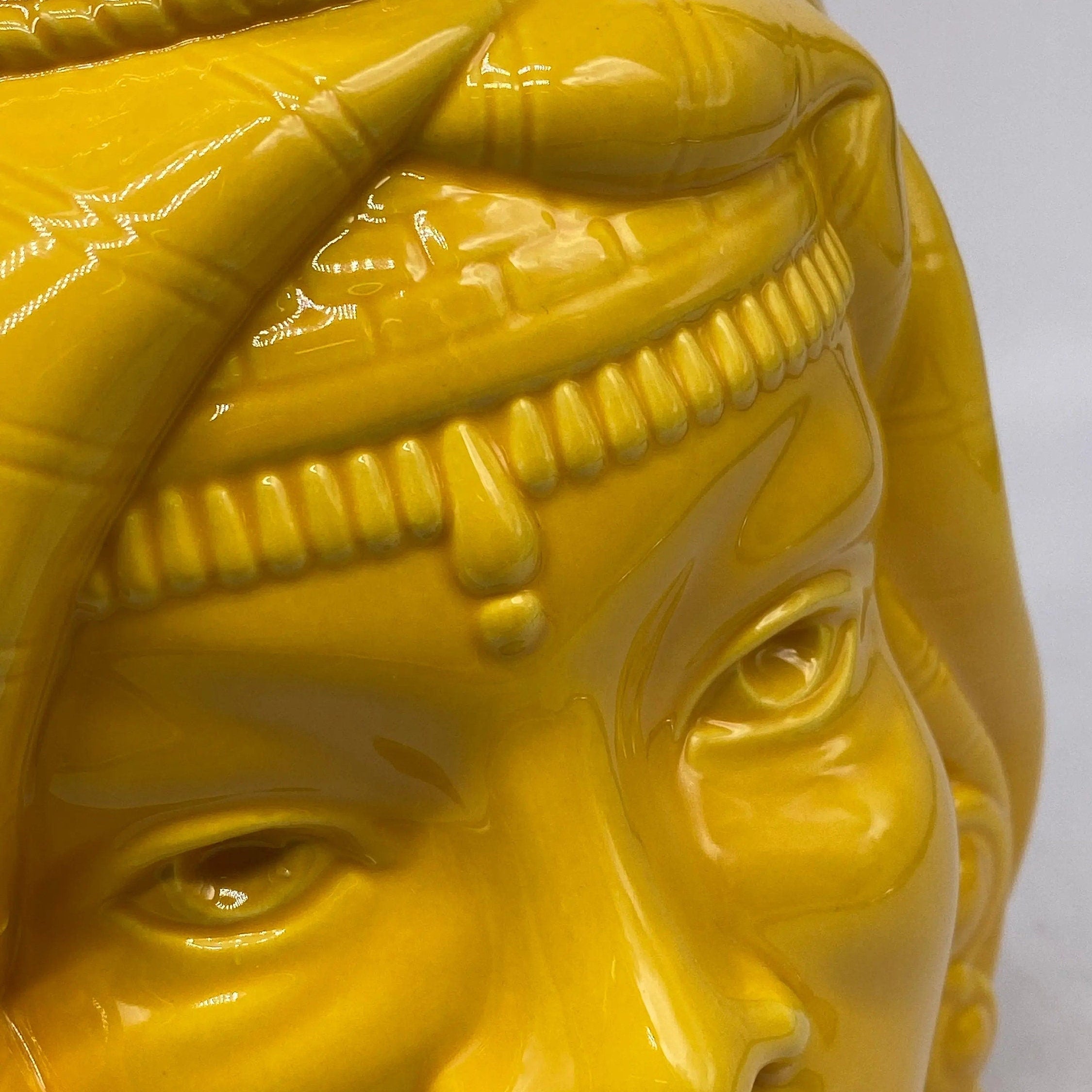 Teste di Moro Afro Ceramica Caltagirone cm H.25 L.17 Artigianale Giallo DD CERAMICHE SICILIANE