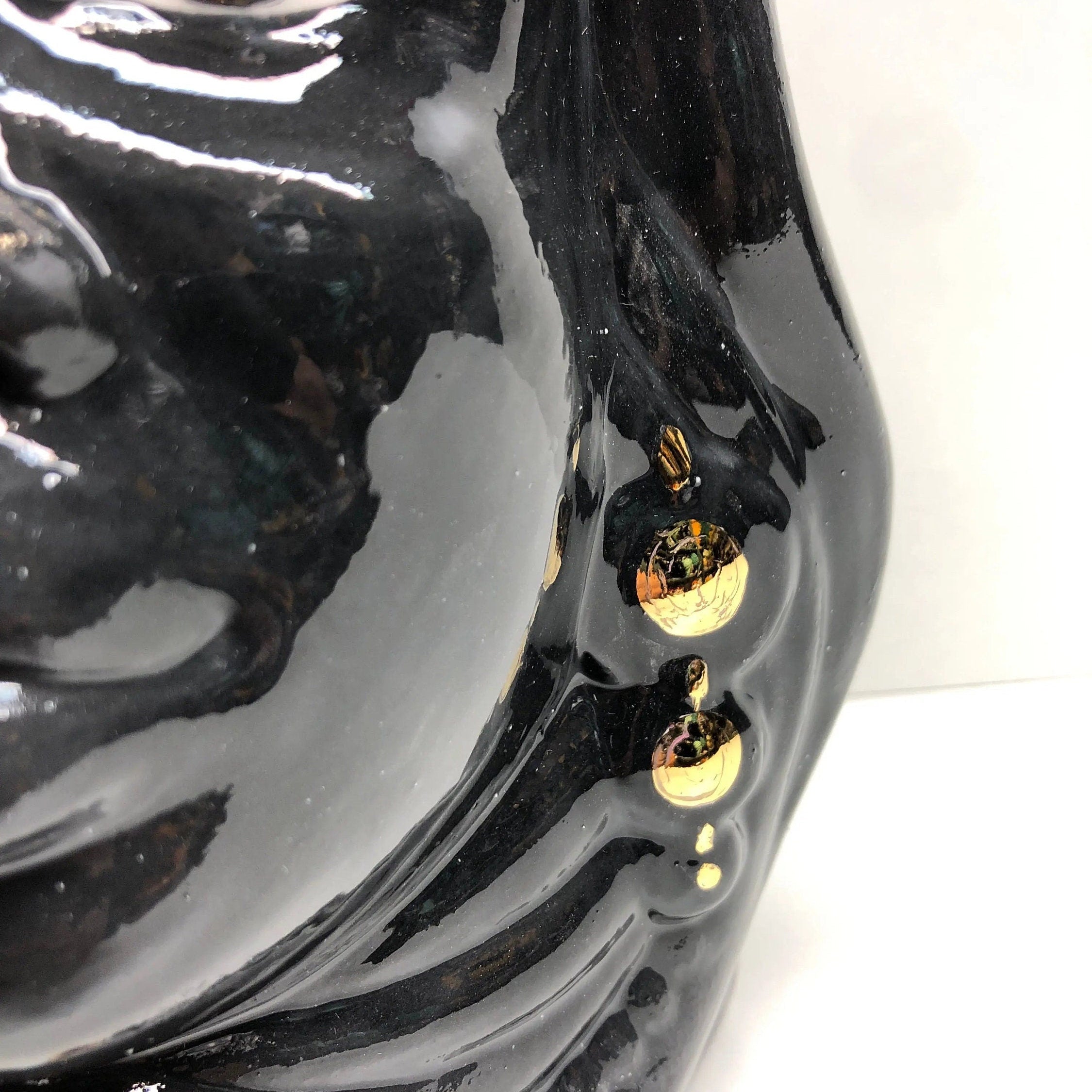 Teste di Moro Afro Ceramica Caltagirone cm H.25 L.17 Artigianale Nero dettagli Oro DD CERAMICHE SICILIANE