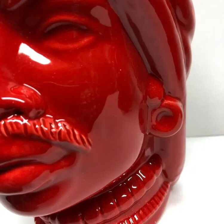 Teste di Moro Afro Ceramica Caltagirone cm H.25 L.17 Artigianale Rosso DD CERAMICHE SICILIANE