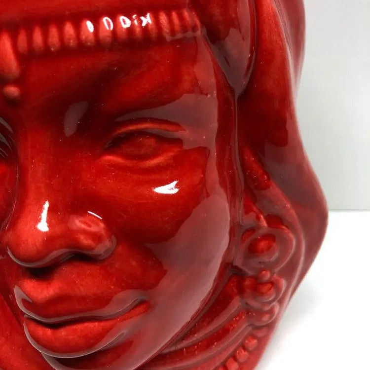 Teste di Moro Afro Ceramica Caltagirone cm H.25 L.17 Artigianale Rosso DD CERAMICHE SICILIANE