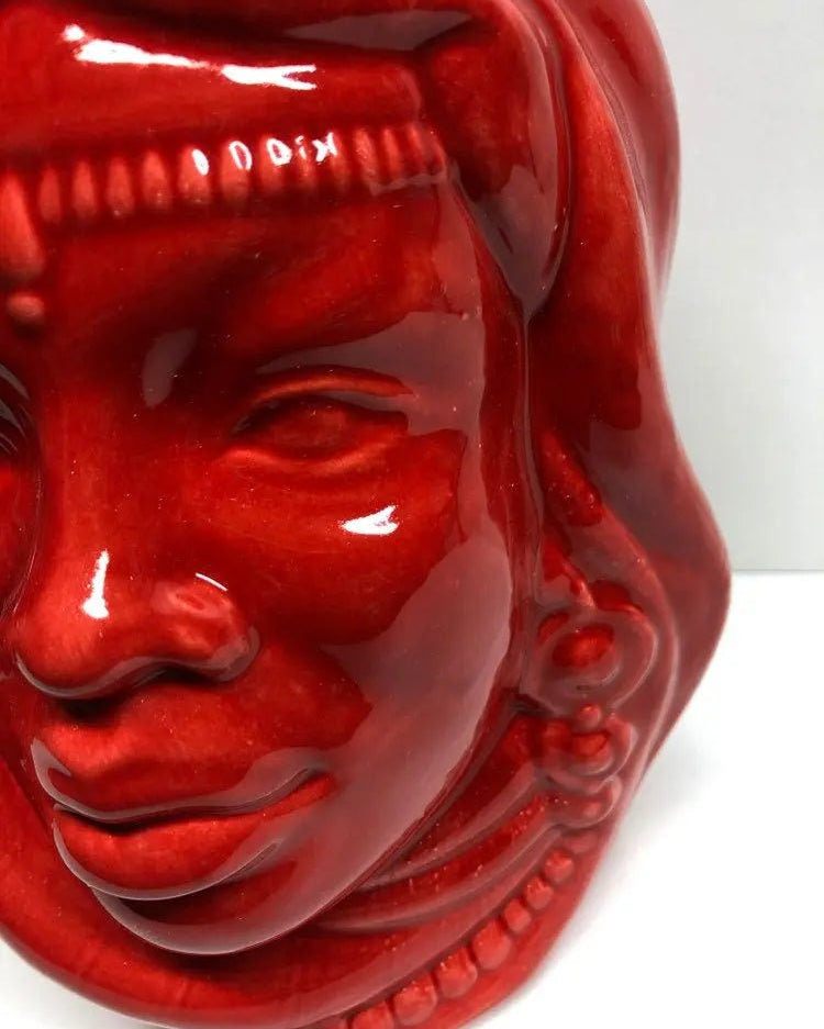 Teste di Moro Afro Ceramica Caltagirone cm H.25 L.17 Artigianale Rosso DD CERAMICHE SICILIANE