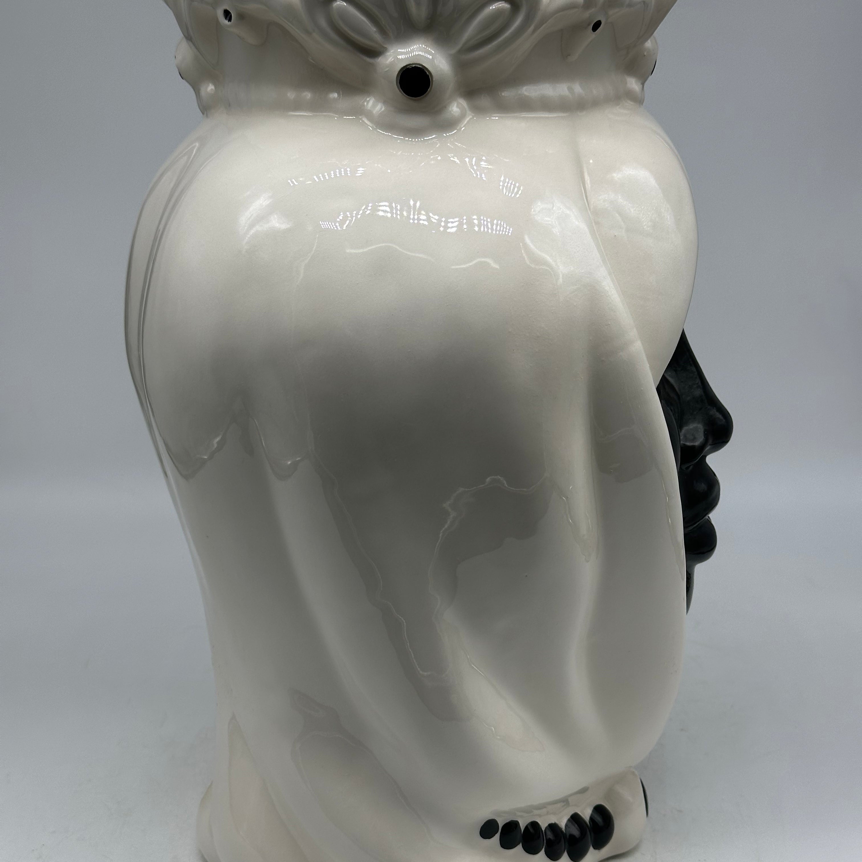 Teste di Moro Afro Ceramica Caltagirone cm H.35 L.23 Artigianale Bicolore Bianco Nero - TESTE DI MORO