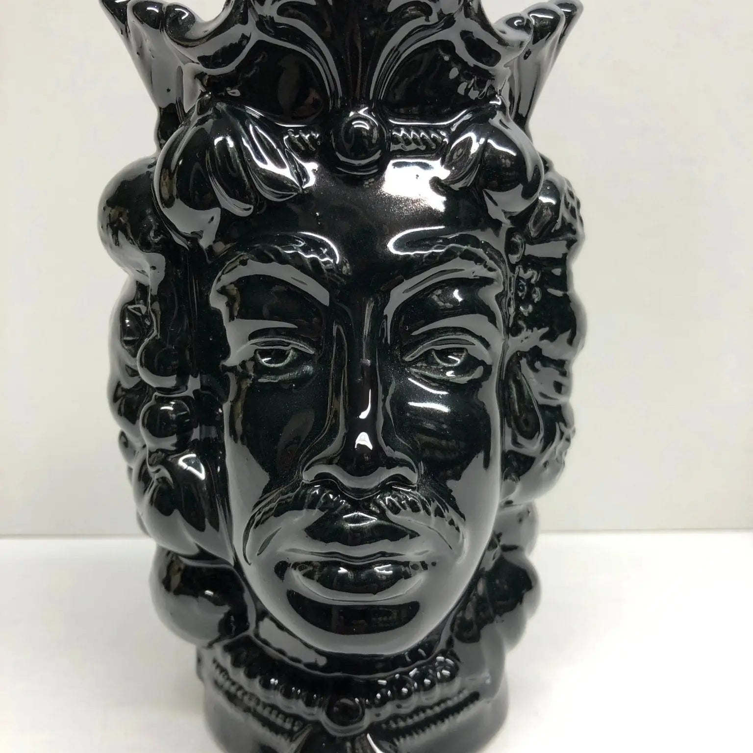 Teste di Moro Afro Frutta Ceramica Caltagirone cm H.18 L.12 Artigianale Nero - DD CERAMICHE SICILIANE