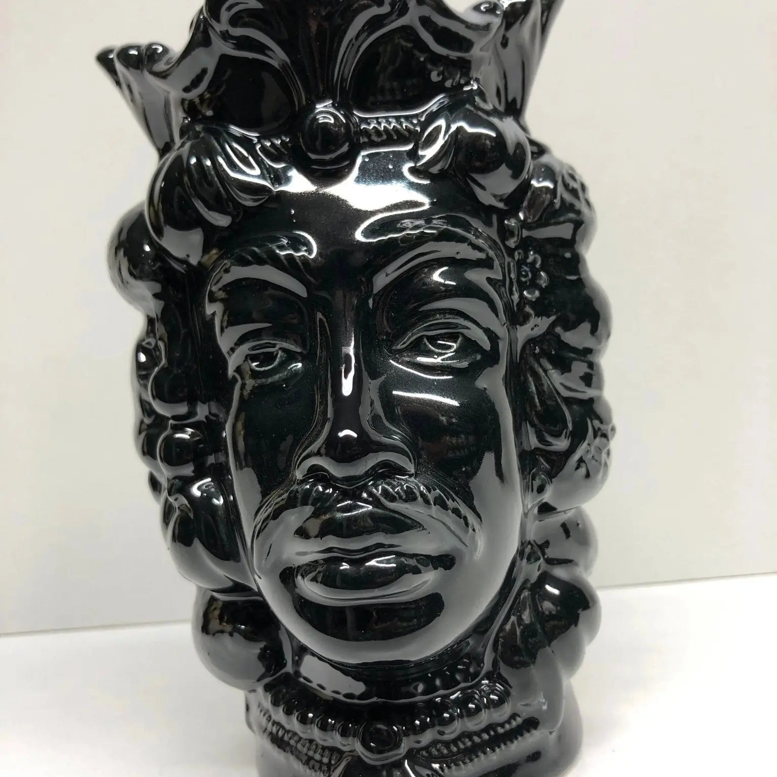 Teste di Moro Afro Frutta Ceramica Caltagirone cm H.18 L.12 Artigianale Nero - DD CERAMICHE SICILIANE