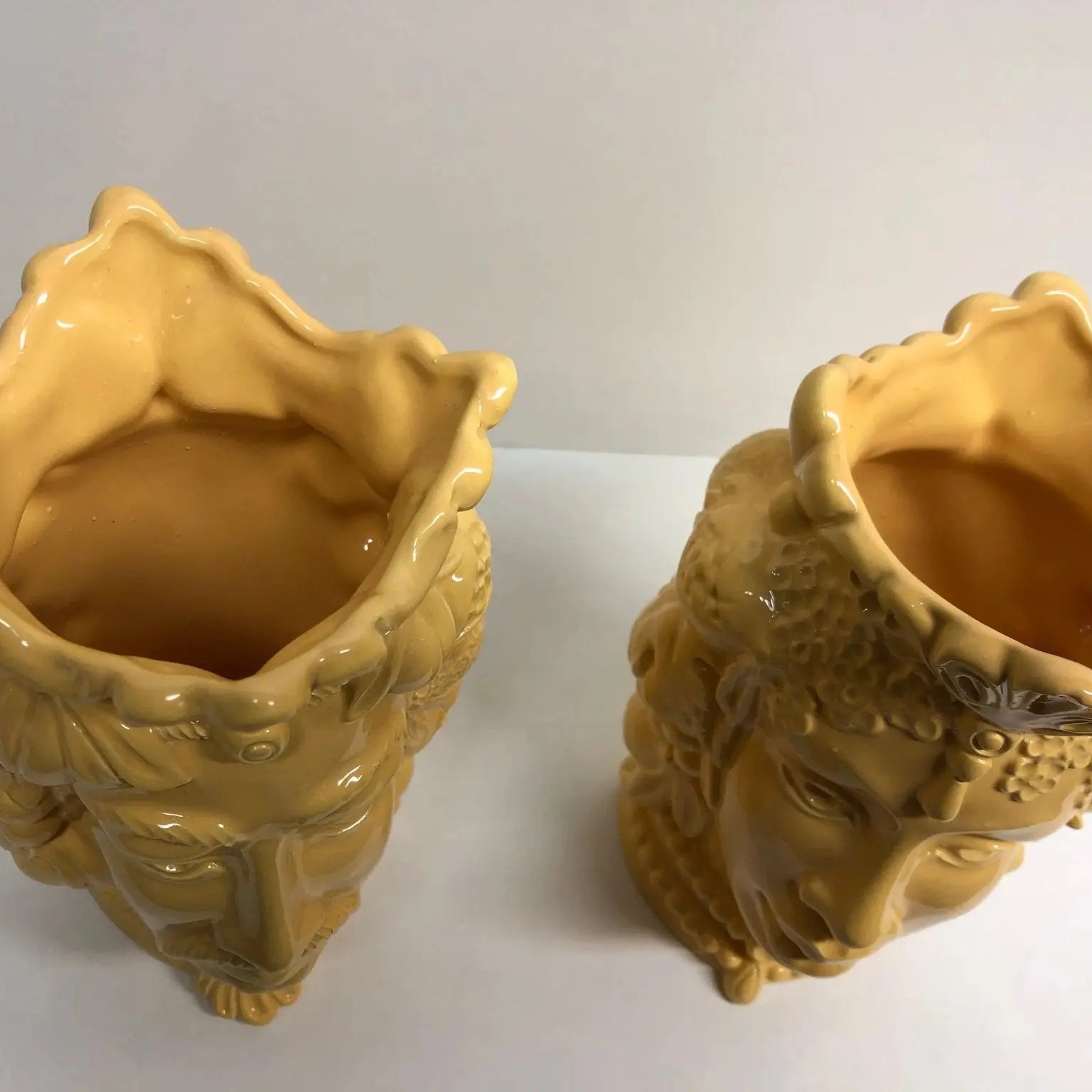 Teste di Moro Afro Frutta Ceramica Caltagirone cm H.18 L.12 Artigianale Giallo - DD CERAMICHE SICILIANE