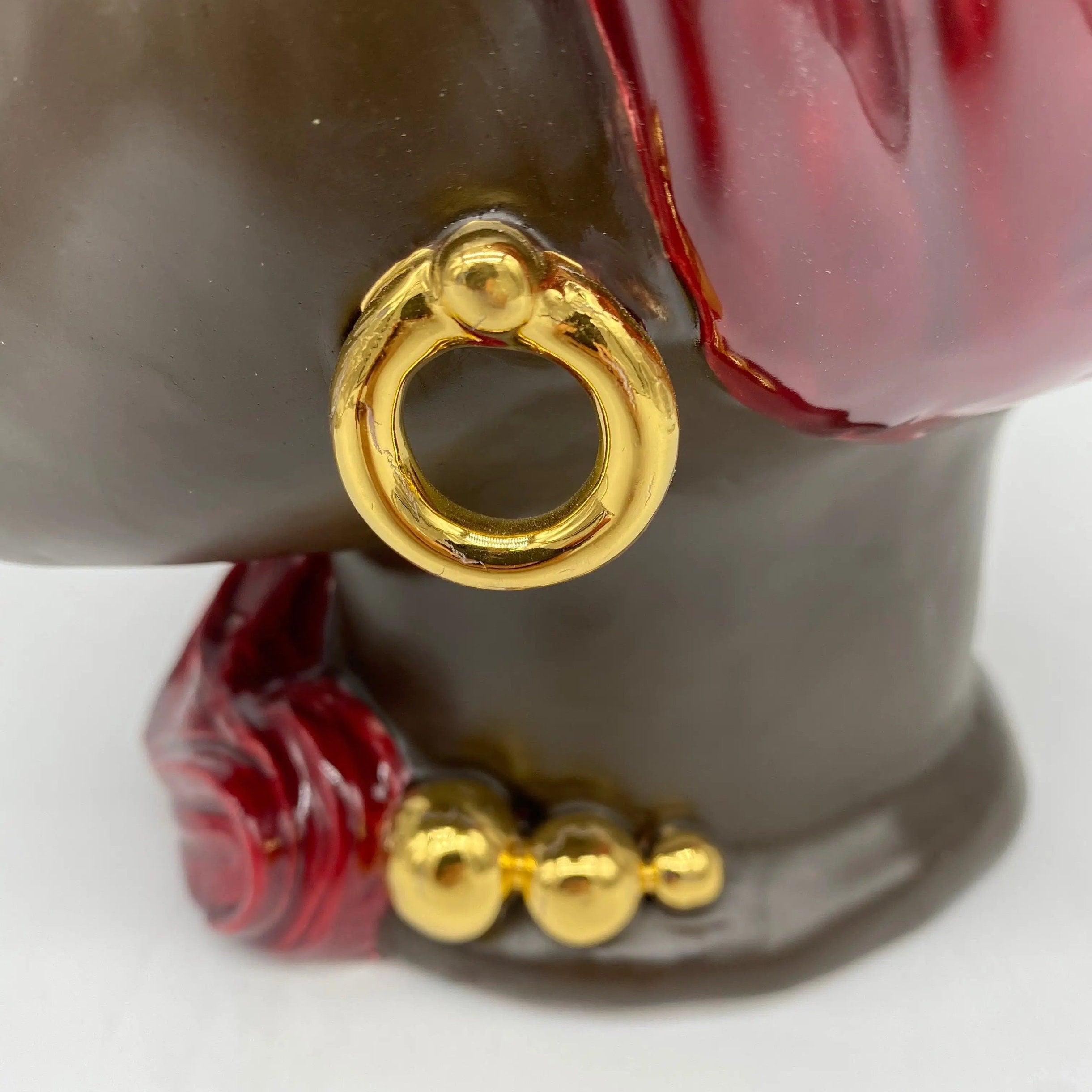 Teste di Moro Anubi Ceramica Caltagirone cm H.29 L.20 Artigianale Bordeaux Marrone Oro DD CERAMICHE SICILIANE