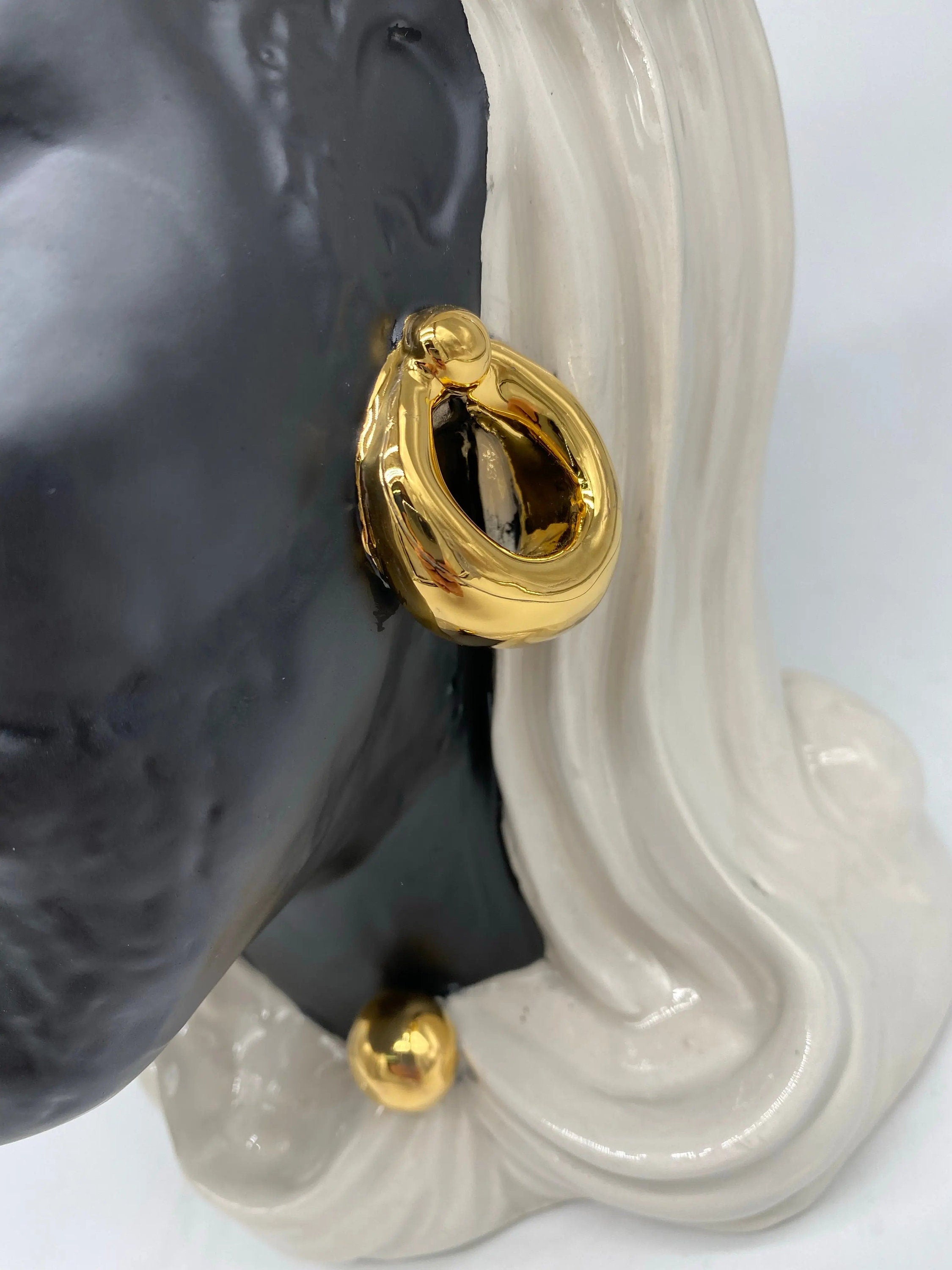 Teste di Moro Anubi Ceramica Caltagirone cm H.29 L.20 Artigianale Bianco Nero Oro DD CERAMICHE SICILIANE