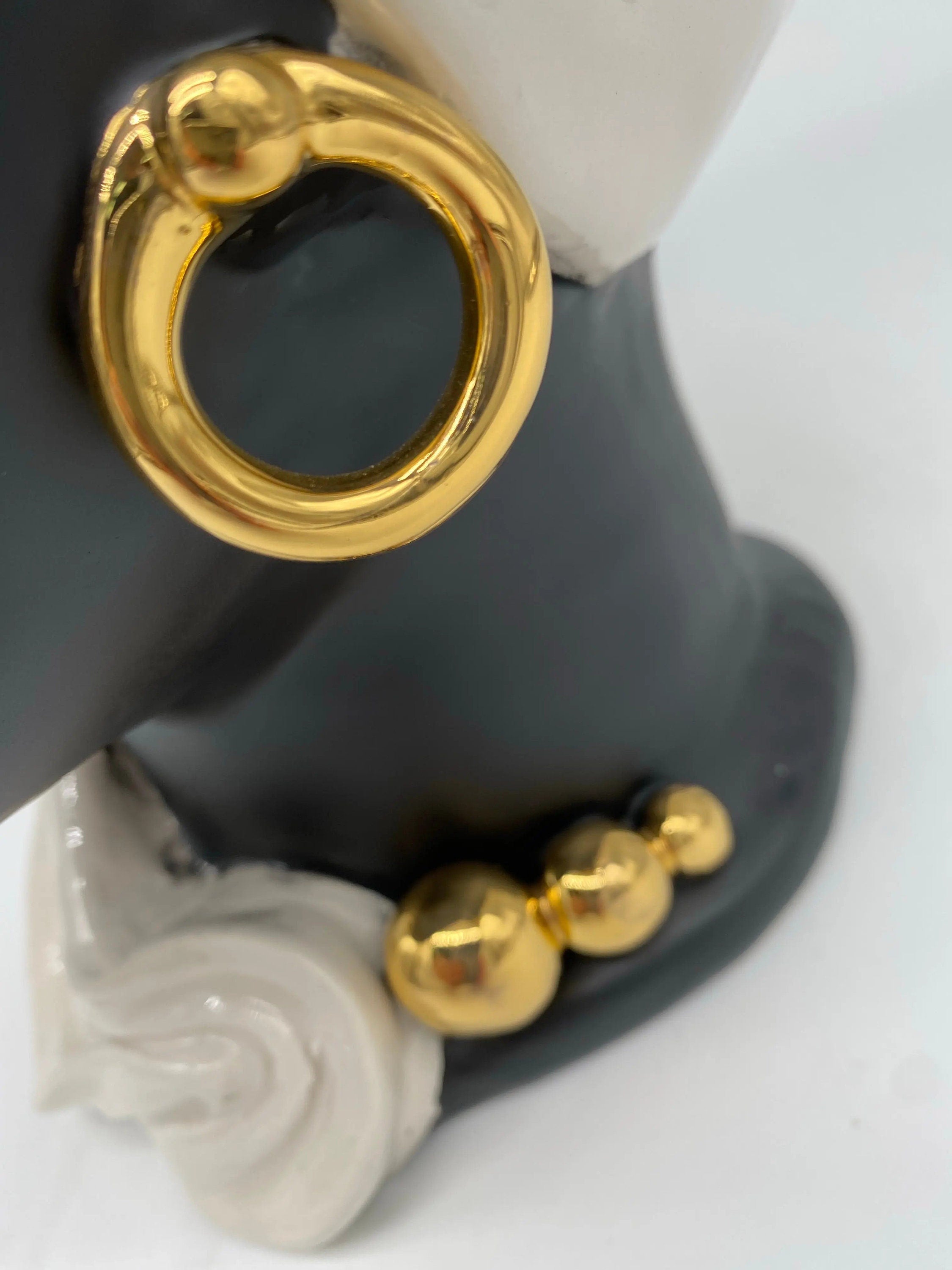 Teste di Moro Anubi Ceramica Caltagirone cm H.29 L.20 Artigianale Bianco Nero Oro DD CERAMICHE SICILIANE