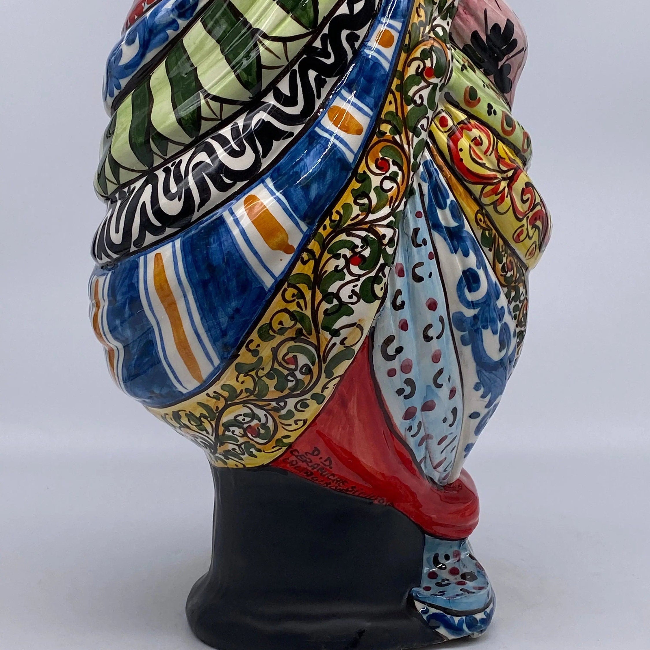 Teste di Moro Anubi Ceramica Caltagirone cm H.29 L.20 Artigianale “Carretto” DD CERAMICHE SICILIANE