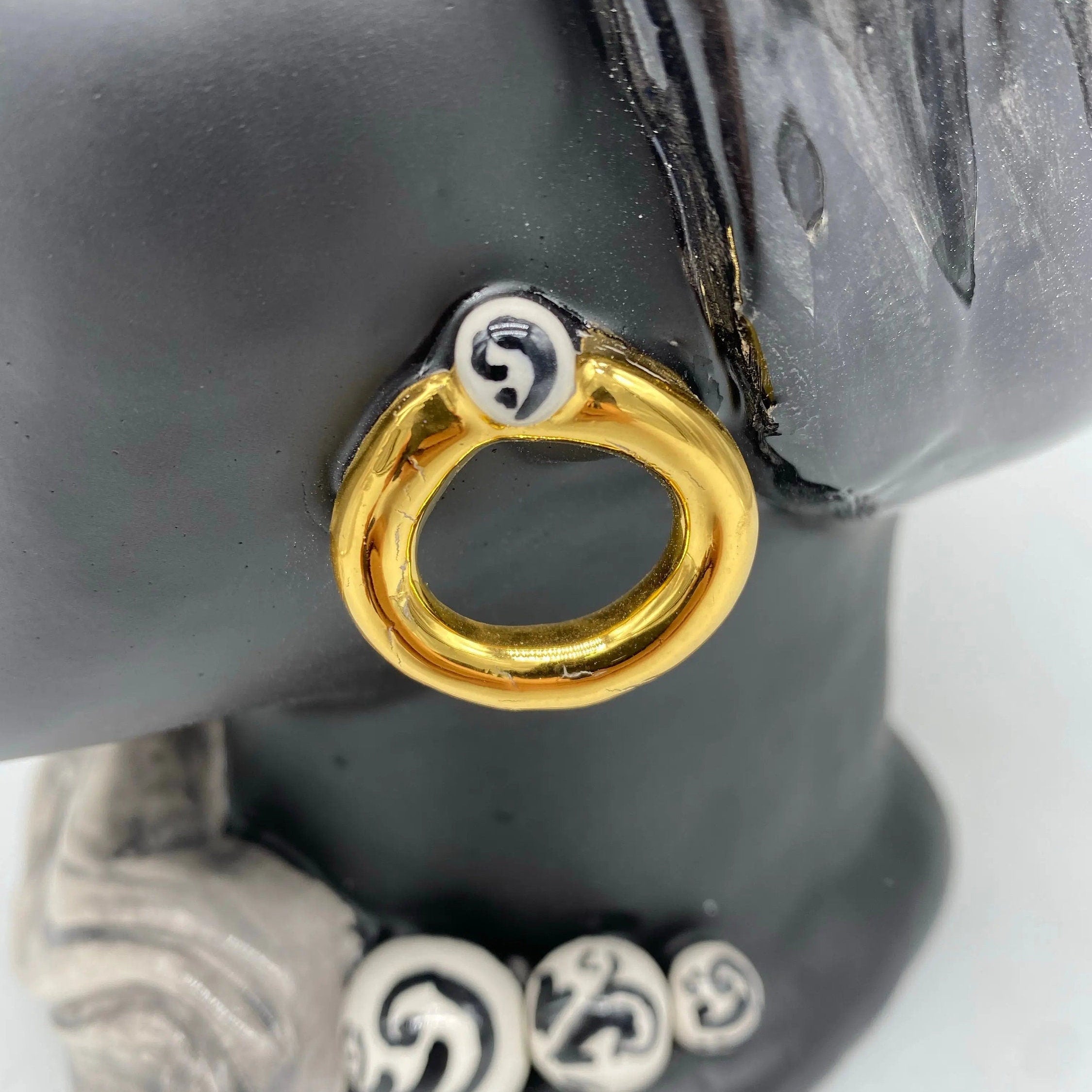 Teste di Moro Anubi Ceramica Caltagirone cm H.29 L.20 Artigianale Grigio Nero Oro DD CERAMICHE SICILIANE