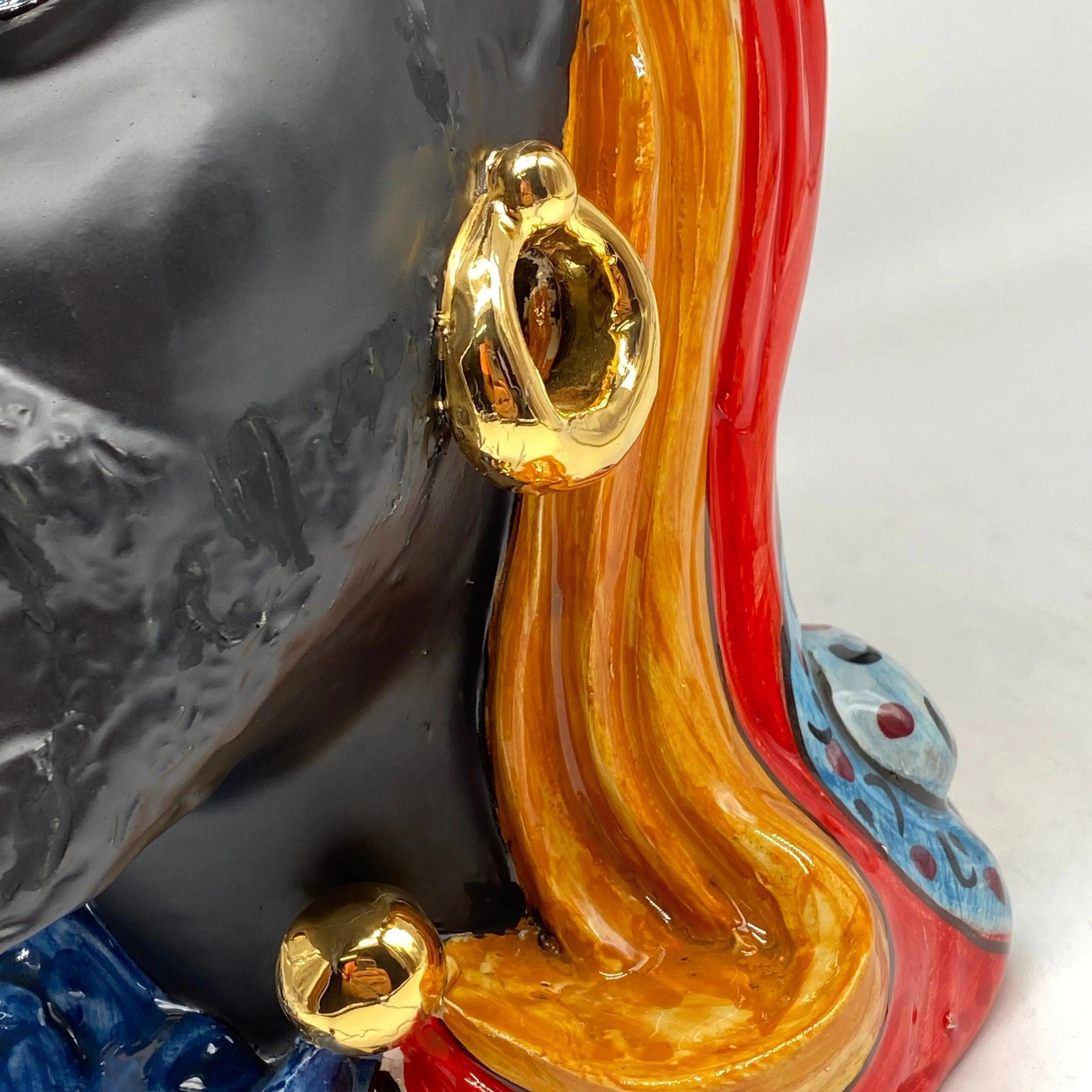 Teste di Moro Anubi Ceramica Caltagirone cm H.29 L.20 Artigianale “Carretto” DD CERAMICHE SICILIANE