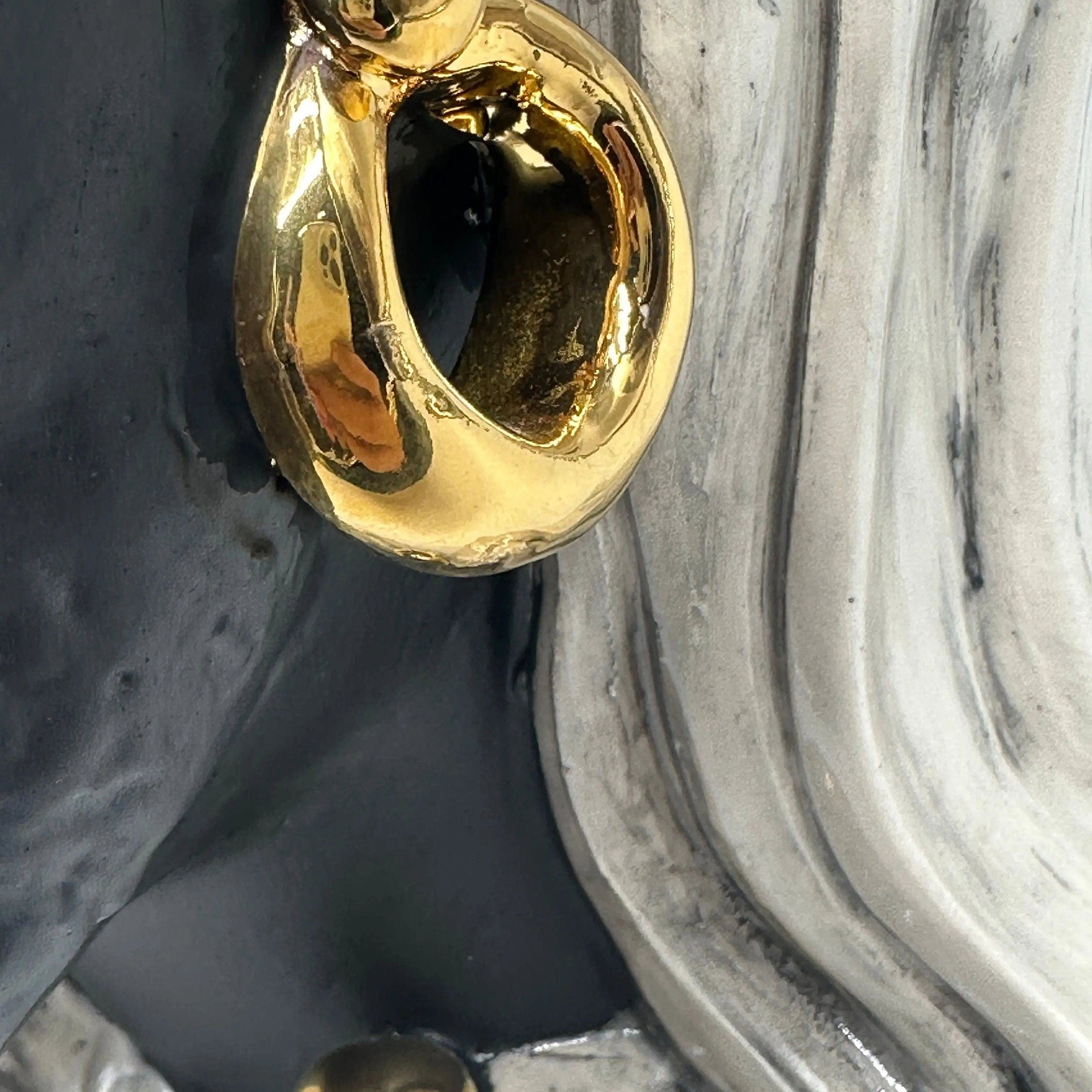 Teste di Moro Anubi Ceramica Caltagirone cm H.29 L.20 Artigianale Grigio Nero Oro DD CERAMICHE SICILIANE