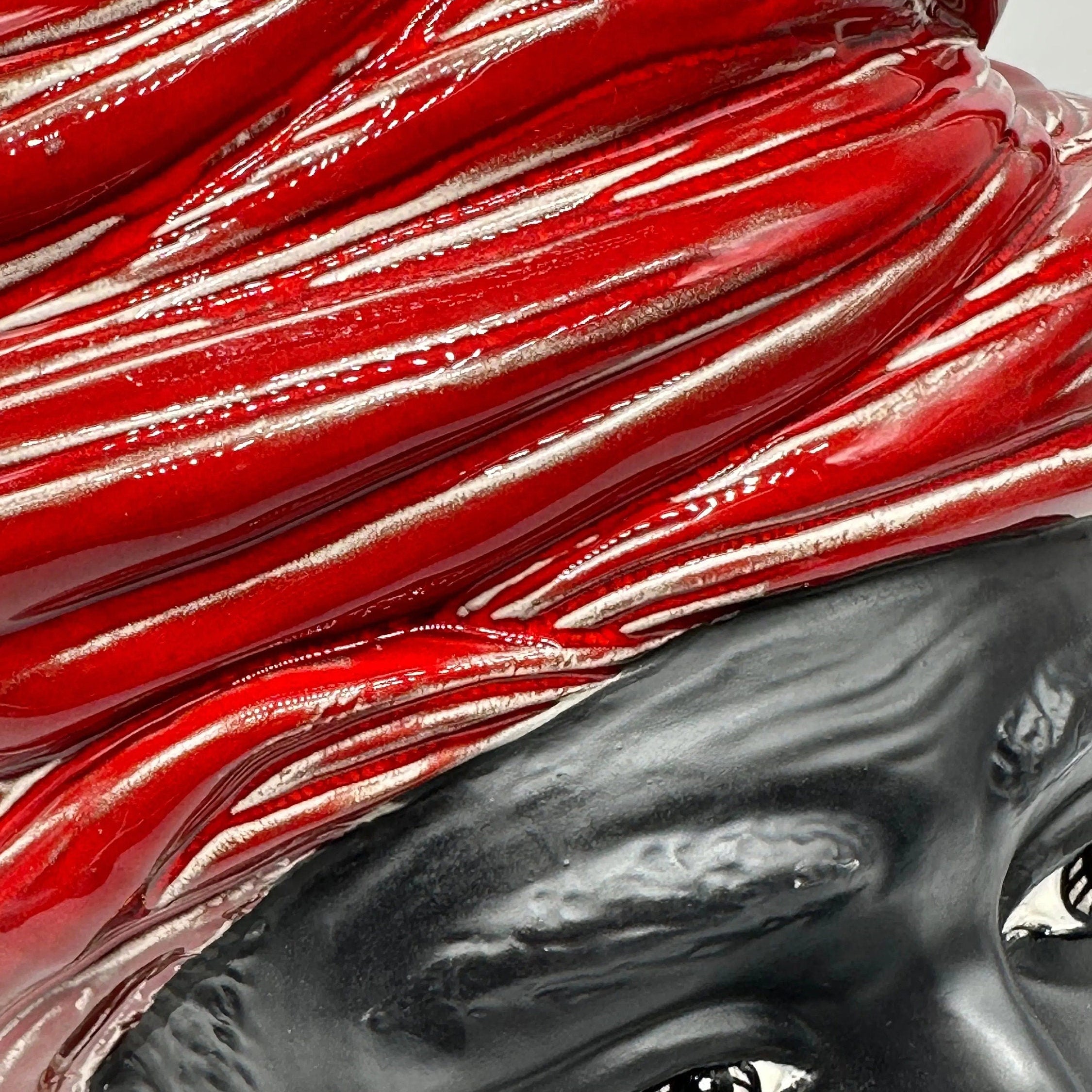 Teste di Moro Anubi Ceramica Caltagirone cm H.29 L.20 Artigianale Rosso Magma Oro DD CERAMICHE SICILIANE