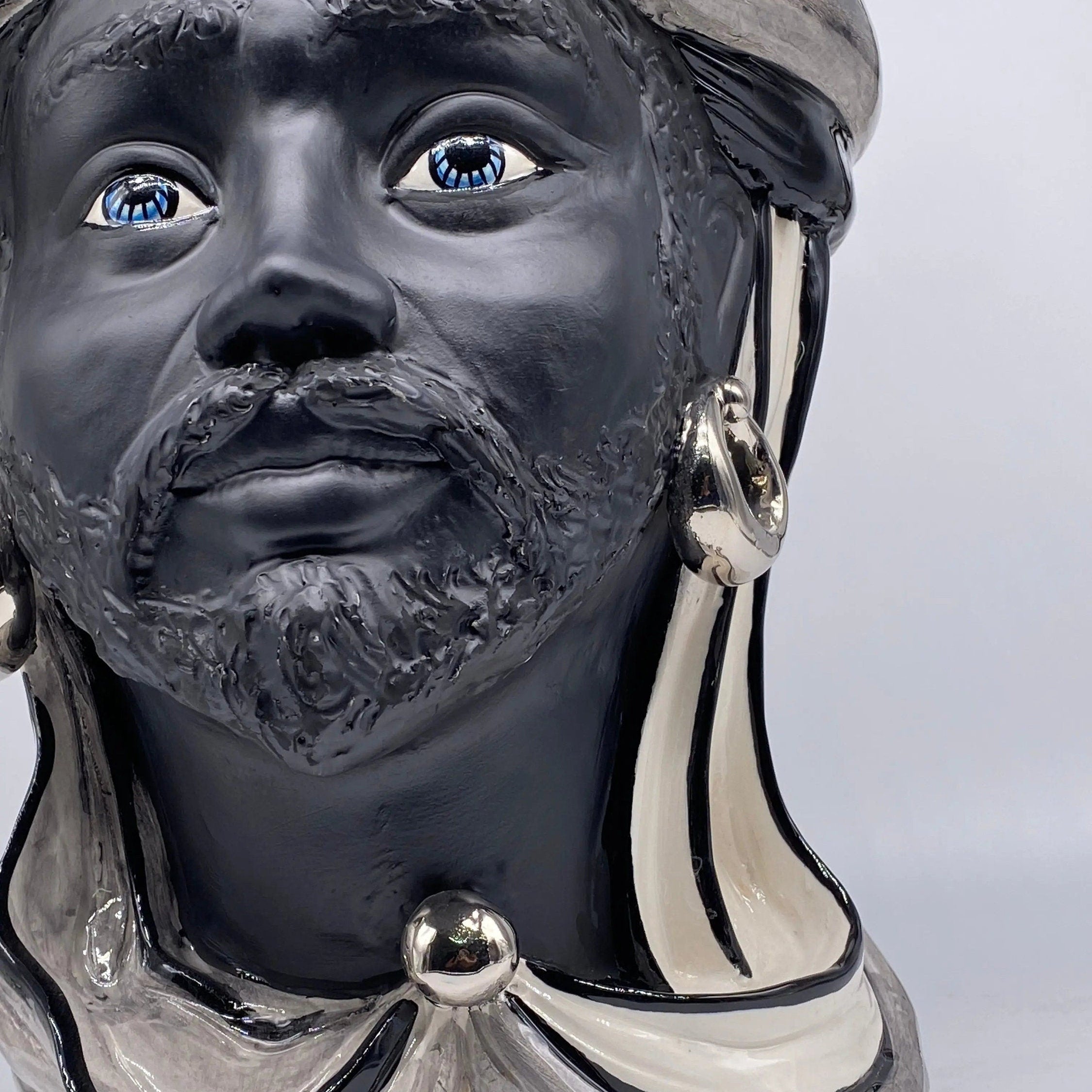 Teste di Moro Anubi Ceramica Caltagirone cm H.40 L.25 Artigianale Decoro n.1 DD CERAMICHE SICILIANE