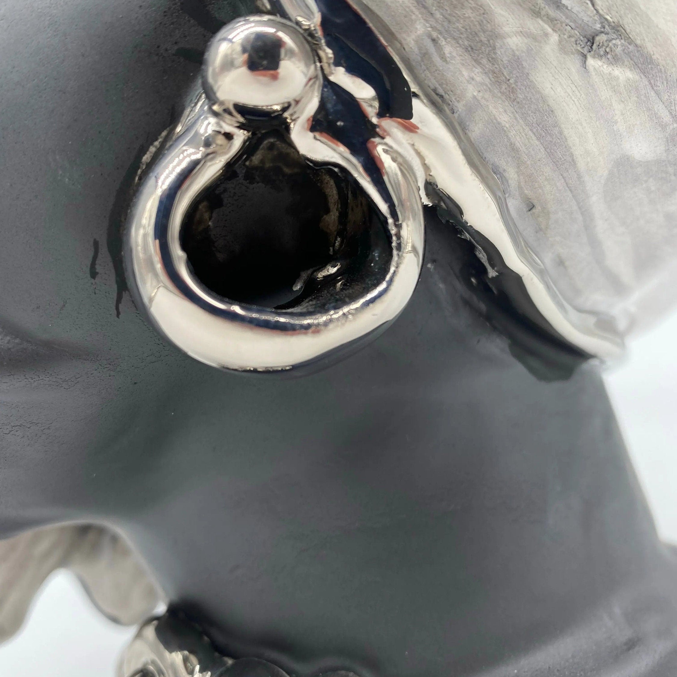 Teste di Moro Atena Ceramica Caltagirone cm H.24 L.18 Artigianale Grigio Nero Platino DD CERAMICHE SICILIANE