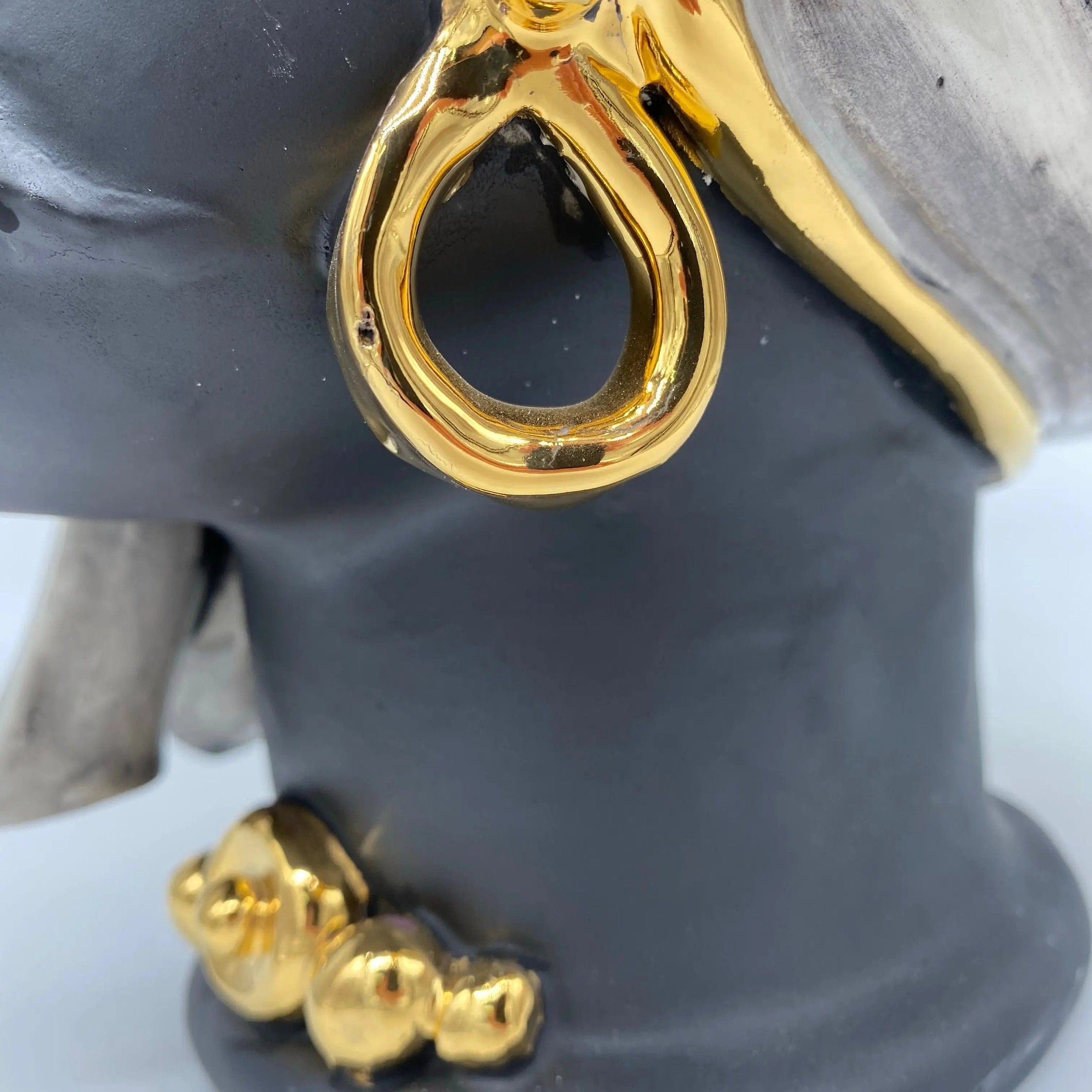 Teste di Moro Atena Ceramica Caltagirone cm H.30 L.23 Artigianale Ghiaccio Nero Oro DD CERAMICHE SICILIANE