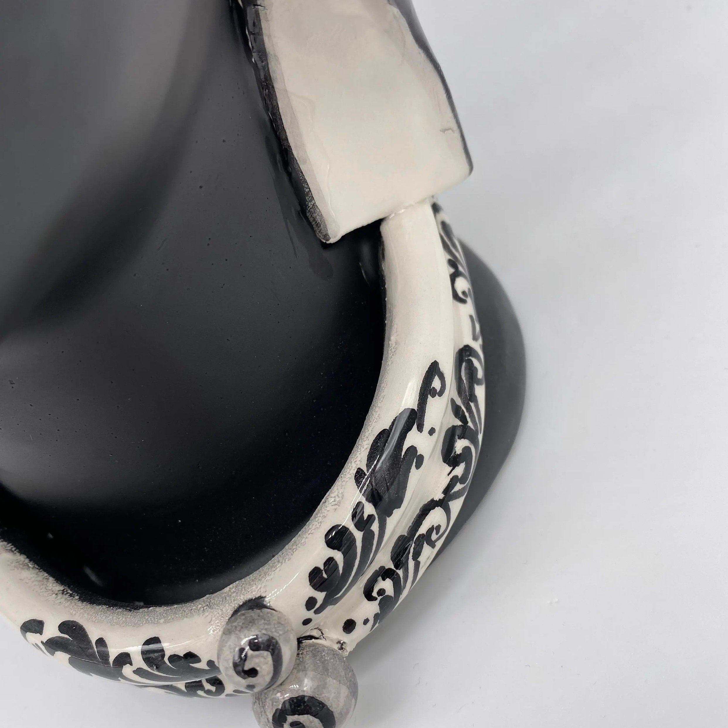 Teste di Moro Atena Ceramica Caltagirone cm H.30 L.23 Artigianale Grigio Nero DD CERAMICHE SICILIANE